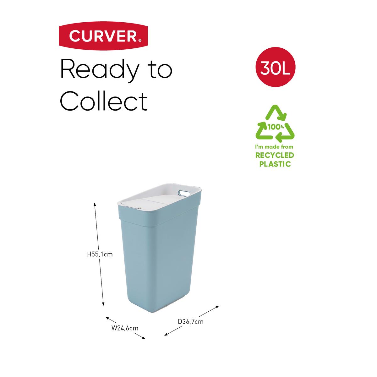 Curver Ready To Collect Prullenbak 30L - 2 stuks - Blauw|Grijs