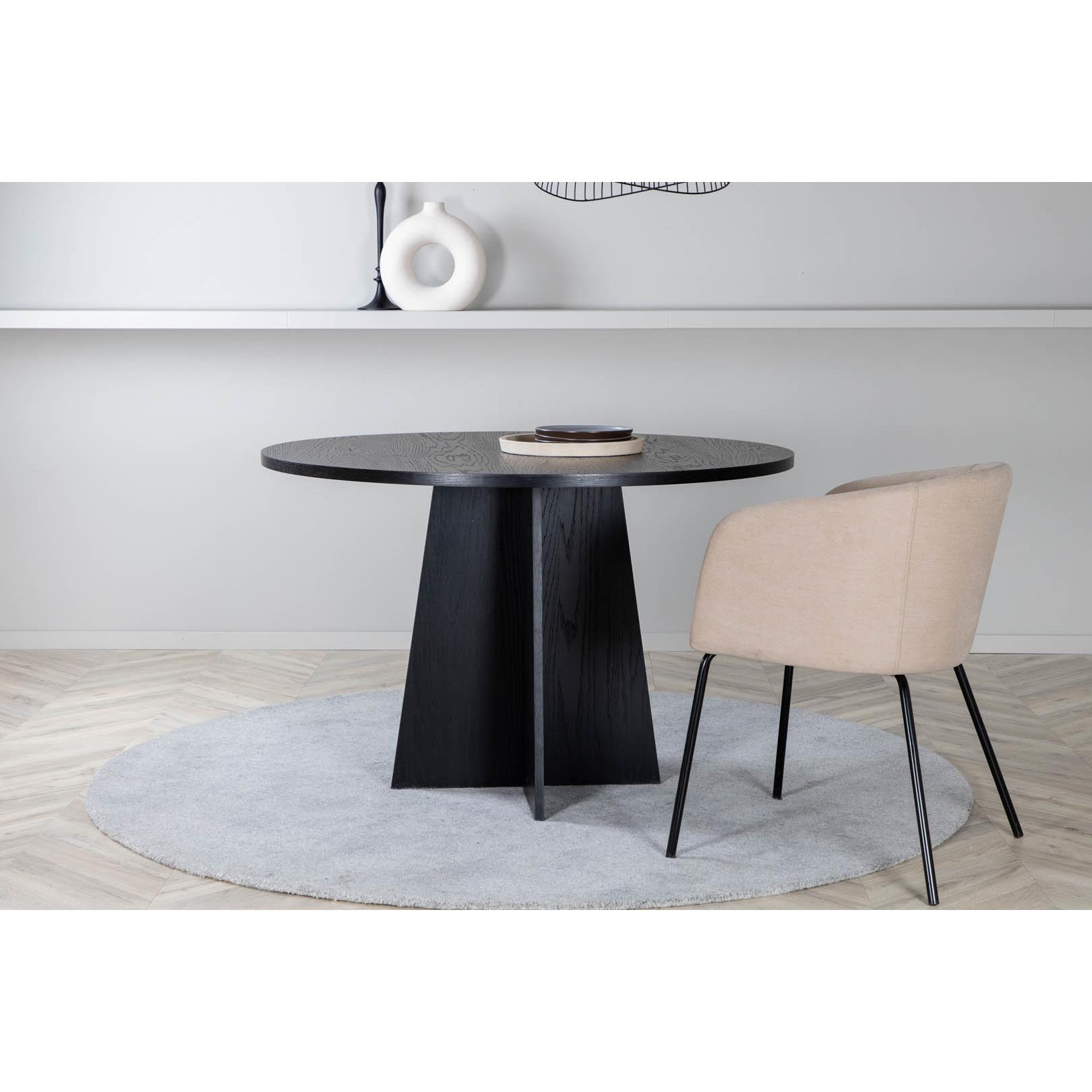 Hioshop Bootcut eetkamertafel Ø110cm zwart.