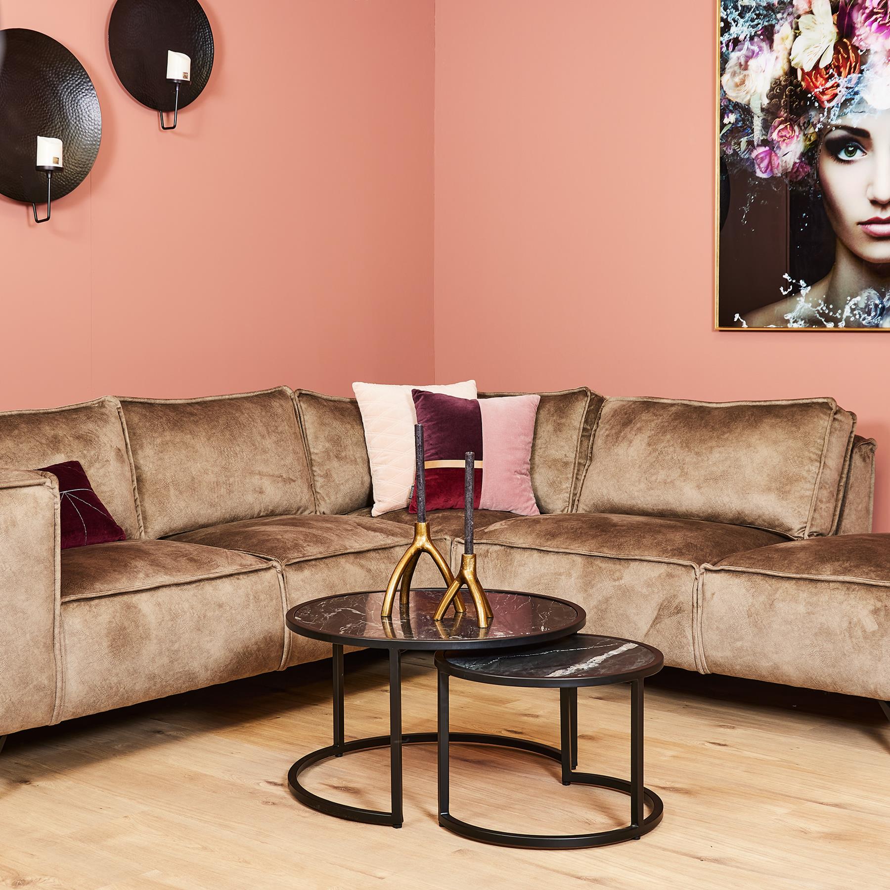 Starfurn Salontafel Nova | Set van 2 | Rond | Zwart marmer
