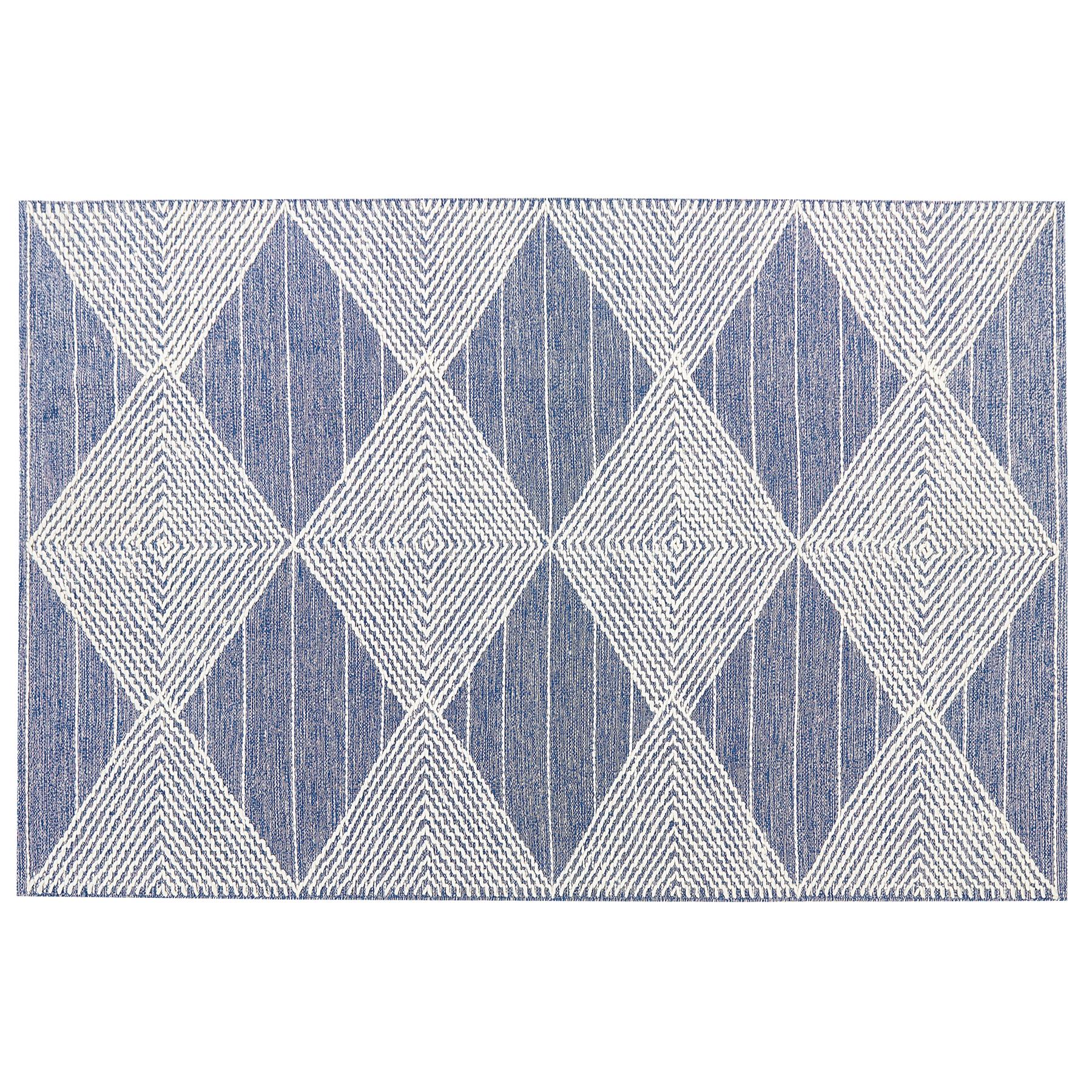Beliani - DATCA - Laagpolig vloerkleed - Blauw - 140 x 200 cm - Wol