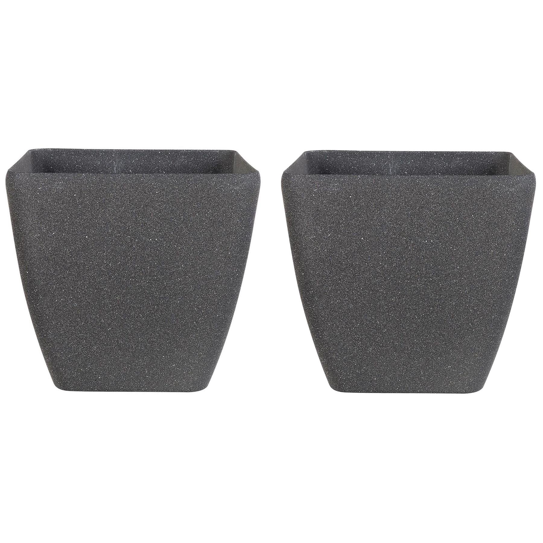 Beliani - ZELI - Bloempot set van 2 - Grijs - 42 cm - Stenenmix