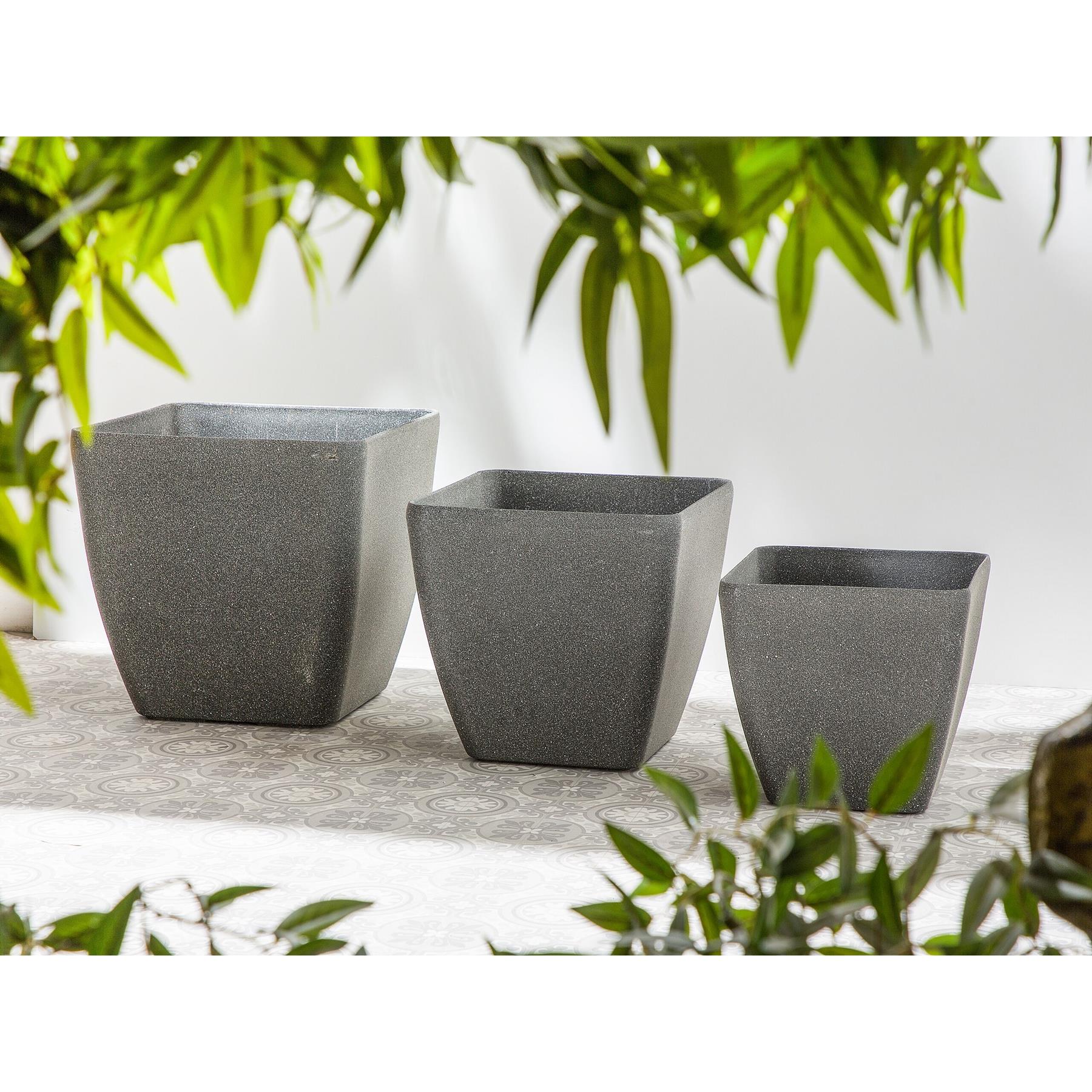 Beliani - ZELI - Bloempot set van 2 - Grijs - 42 cm - Stenenmix
