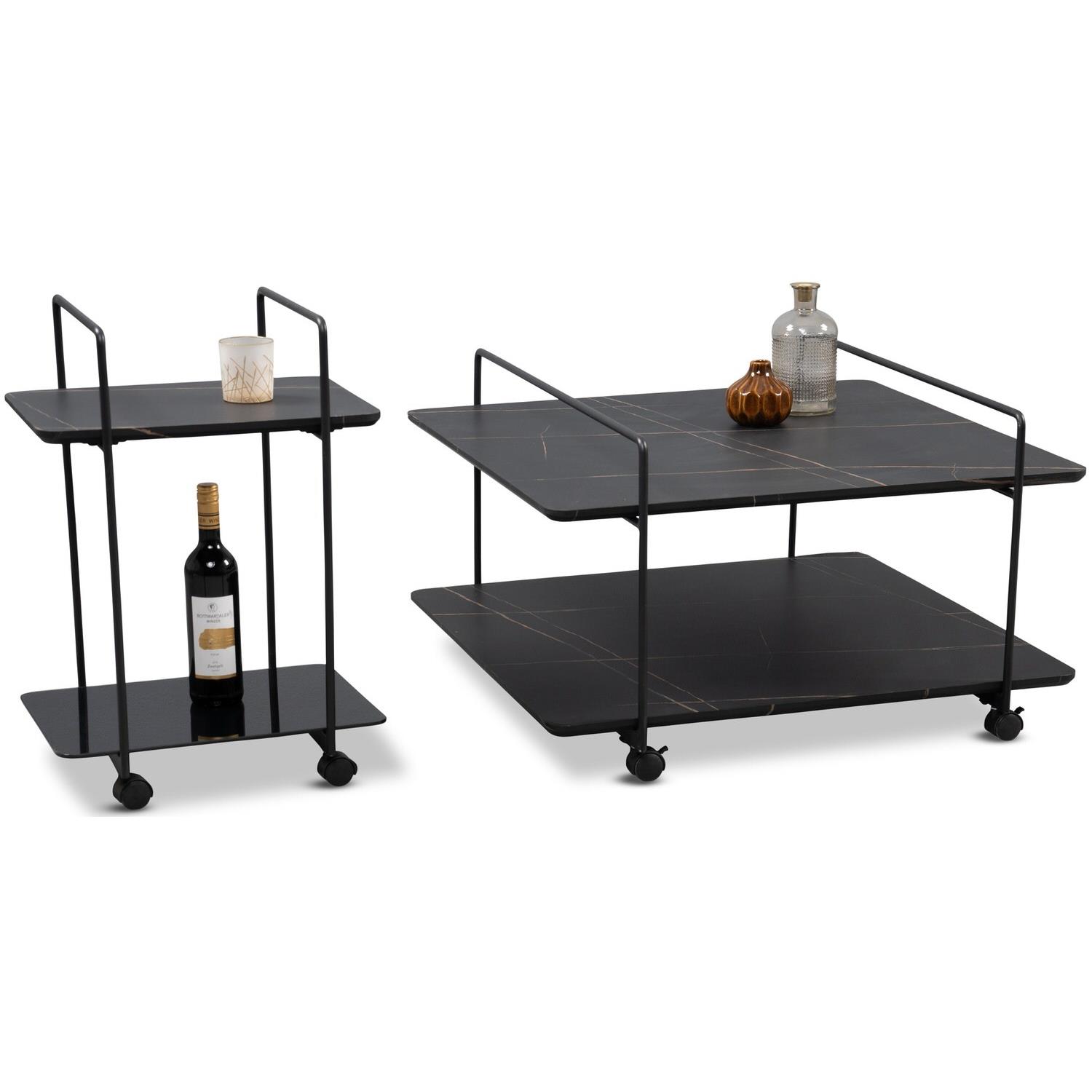 M2 Kollektion Doppio Marmerlook Zwart Bijzettafel