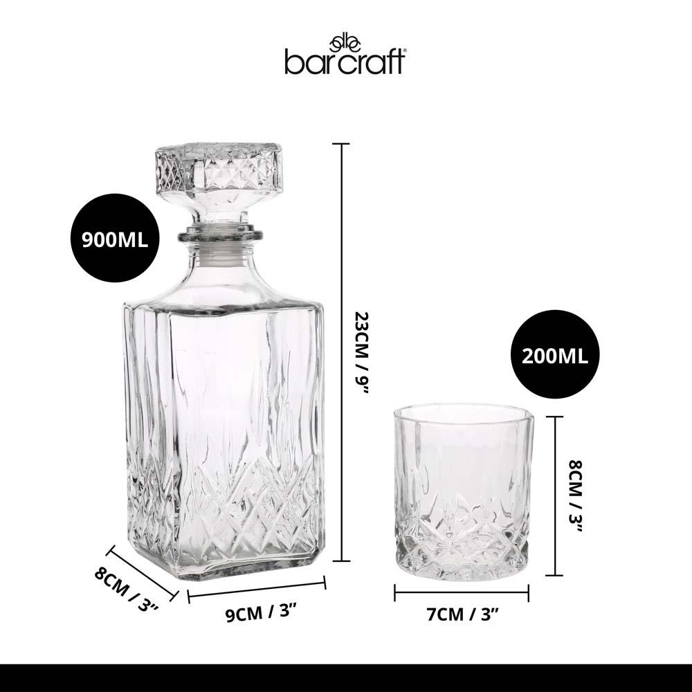 BarCraft - Whiskey Set - Decanteerset - Karaf met glazen - Geslepen Gl