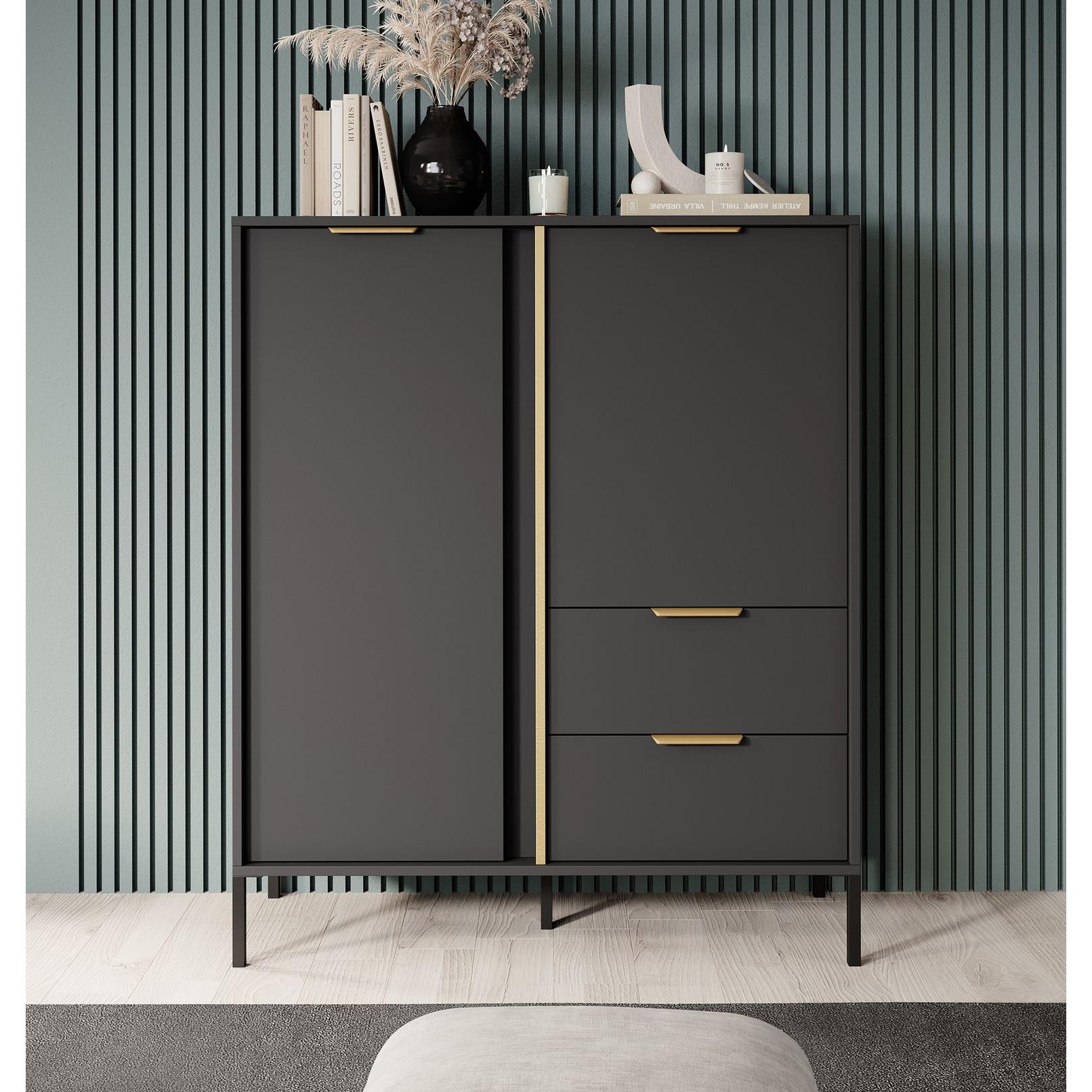 Meubella Dressoir Loren - Antraciet - 103 cm - Hoog