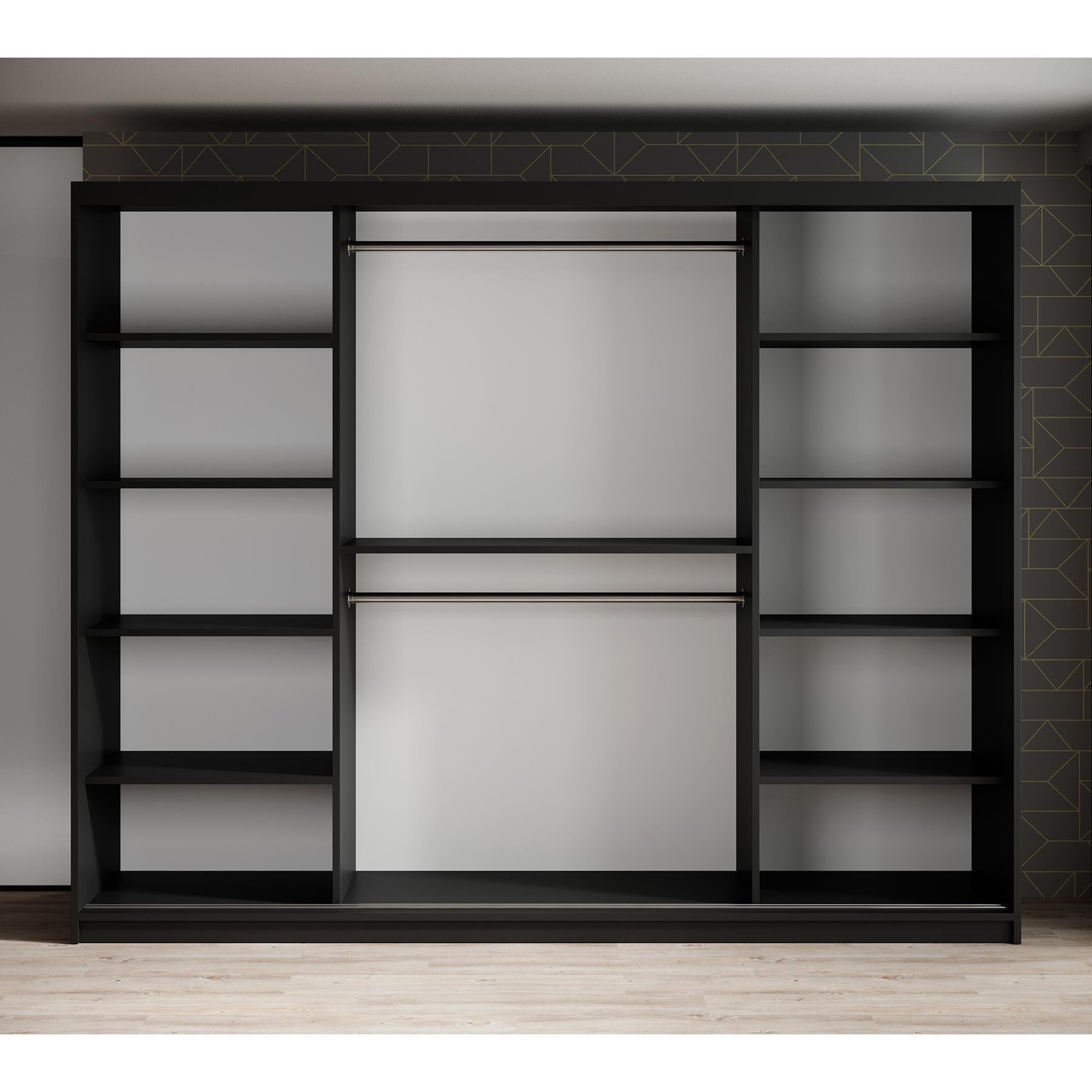 Meubella Kledingkast Mandalin - Zwart - 250 cm