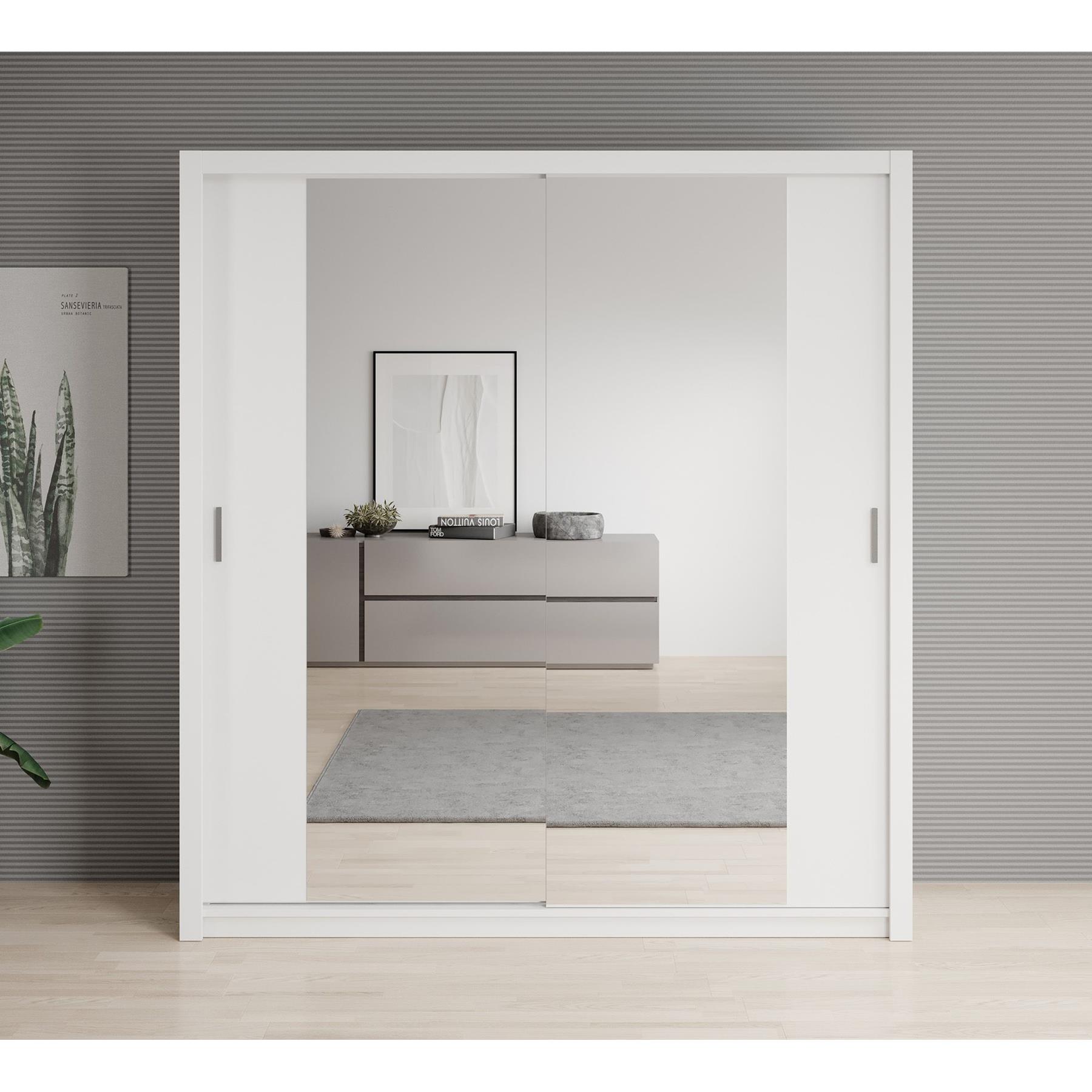Meubella Kledingkast Blake - Wit - 200 cm - Met spiegel