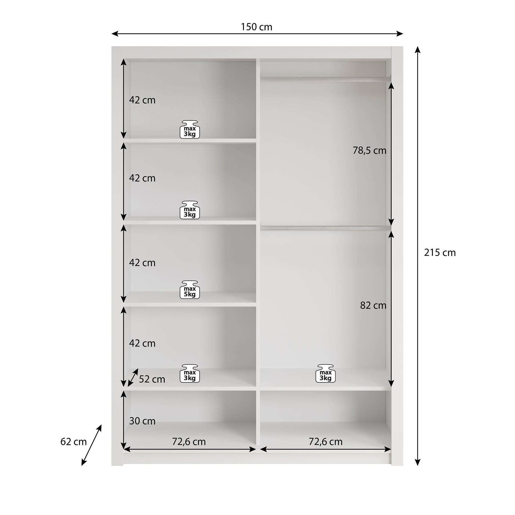 Meubella Kledingkast Blake - Mat Zwart - 150 cm