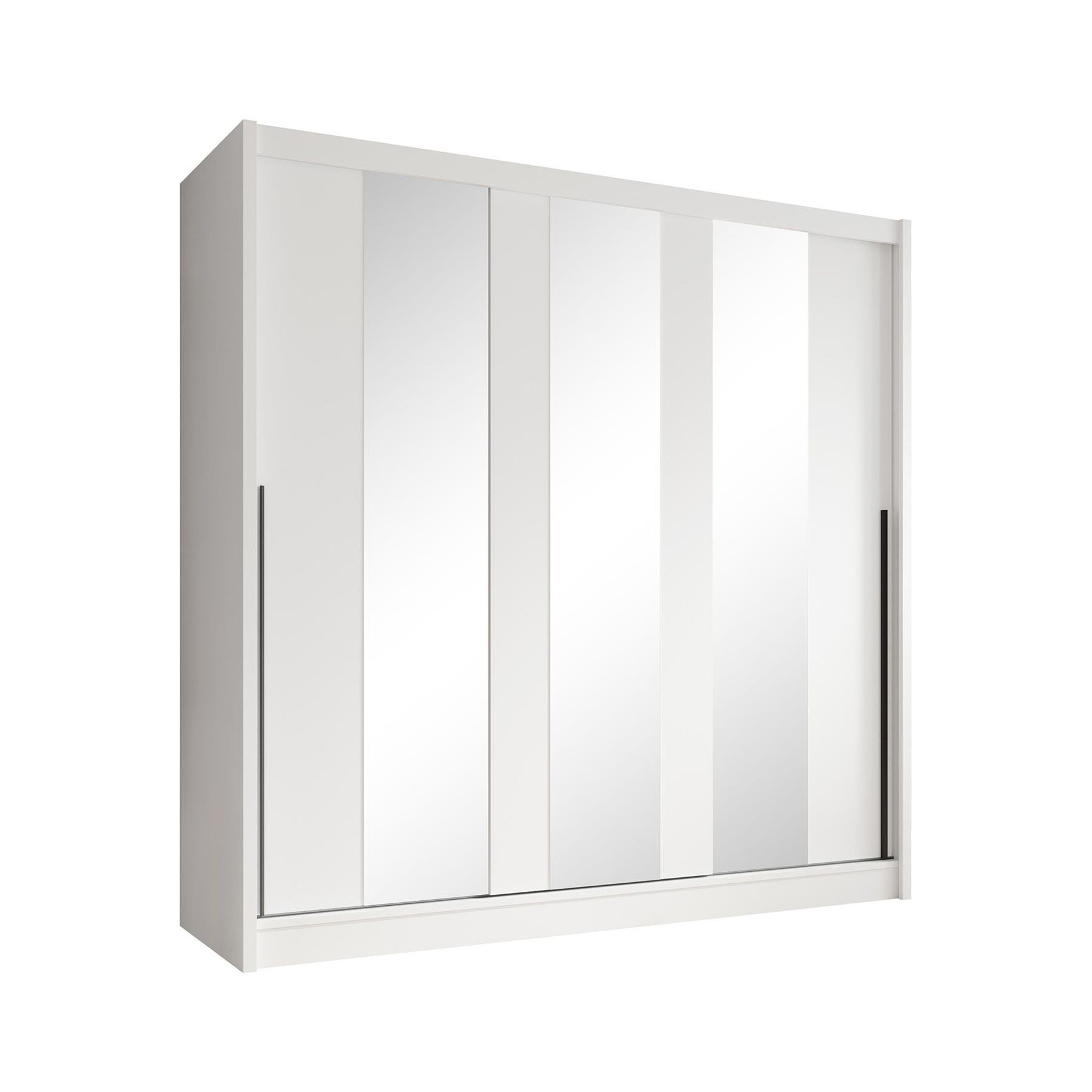 Meubella Kledingkast Alcamo 3 - Wit - 205 cm - Met spiegel