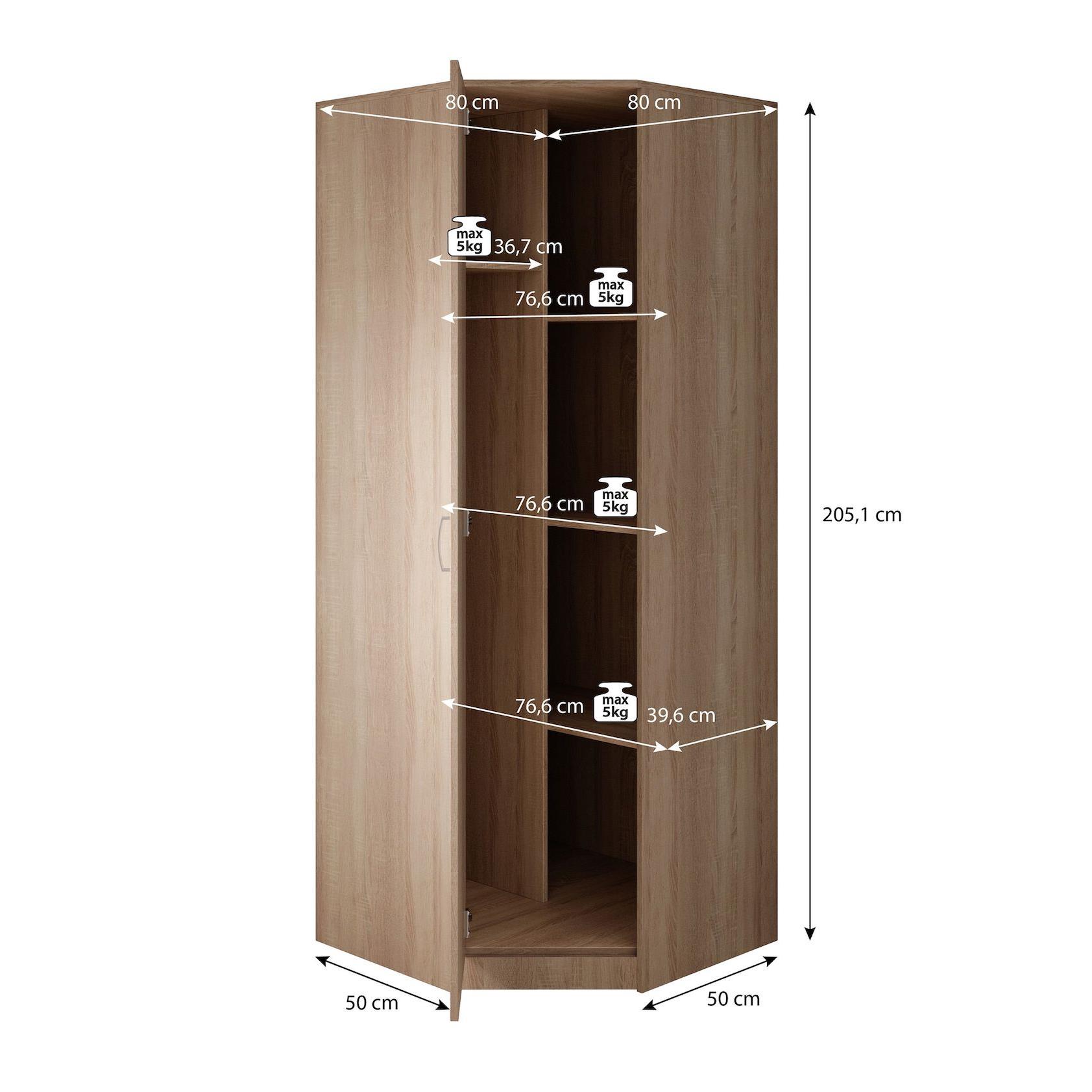 Meubella Kledingkast Heaven 2 - Eiken - 80 cm