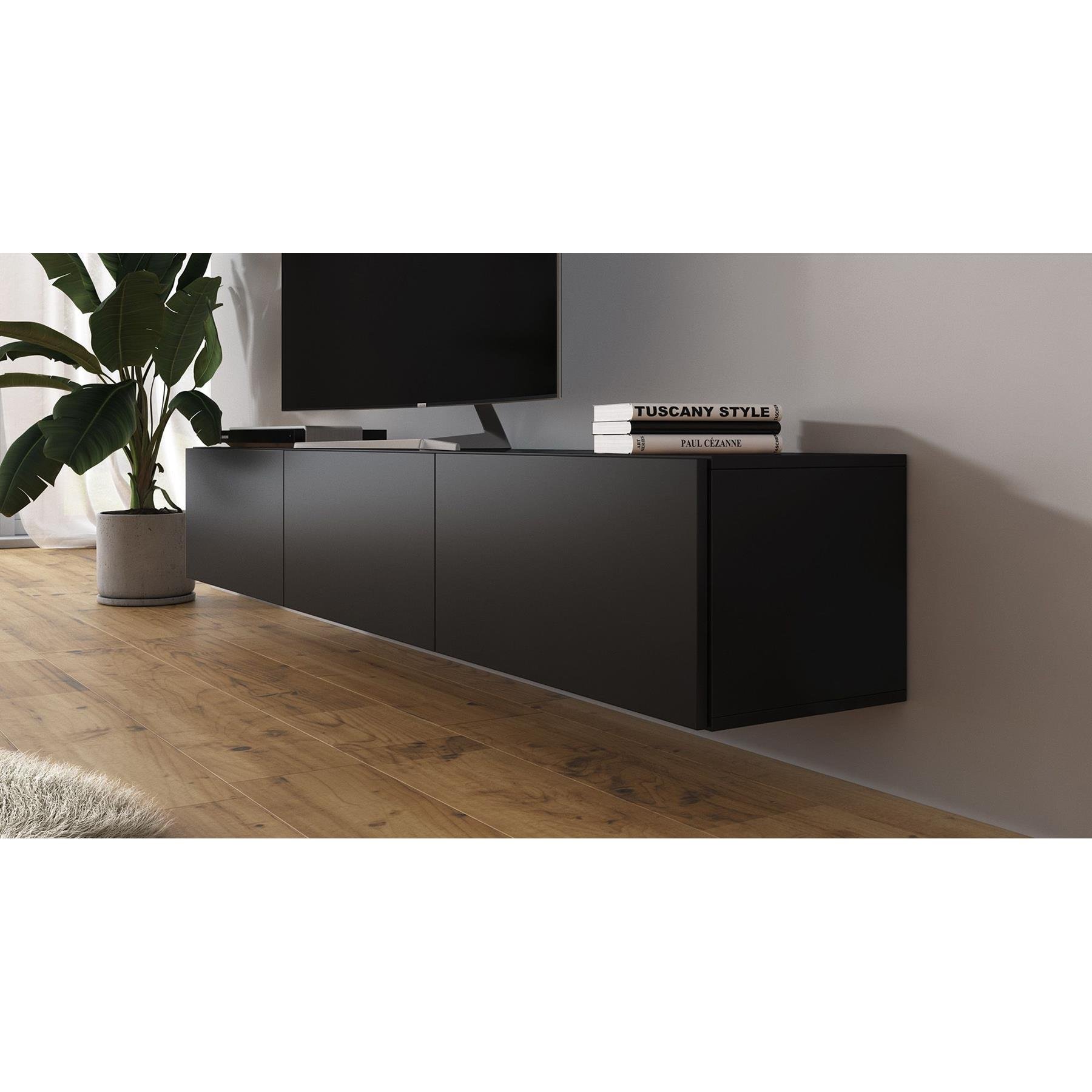 Meubella TV-Meubel Bonzo - Mat Zwart - 180 cm