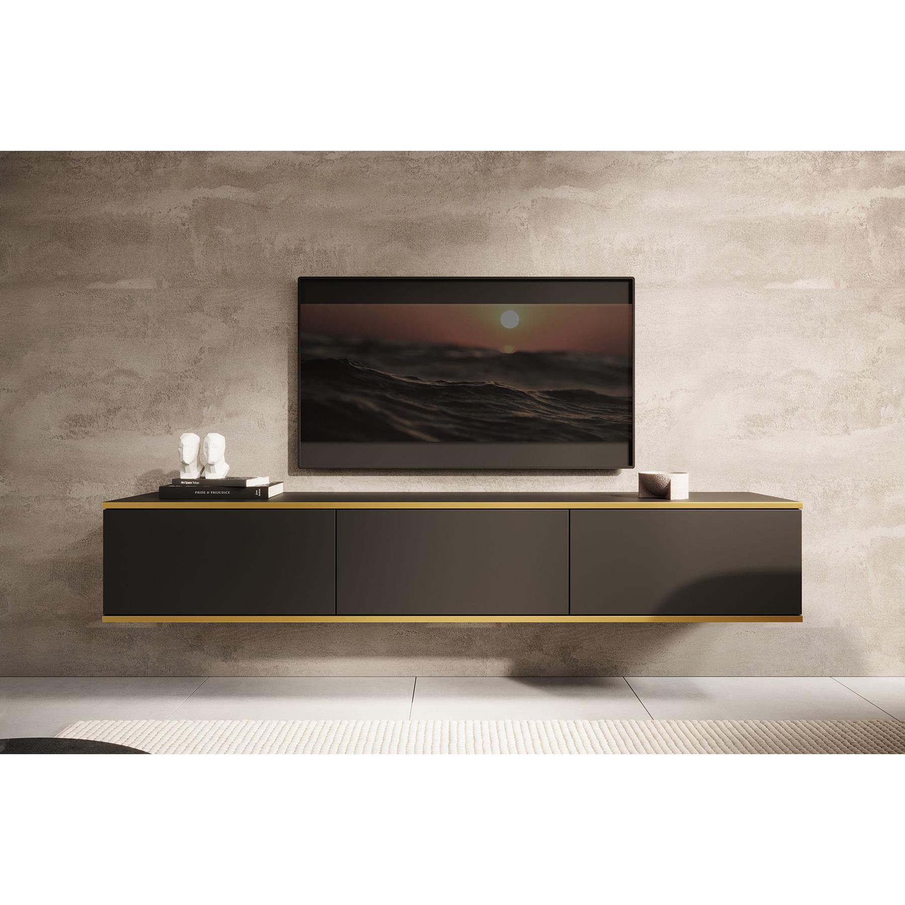Meubella TV-Meubel Orleans - Zwart - 175 cm