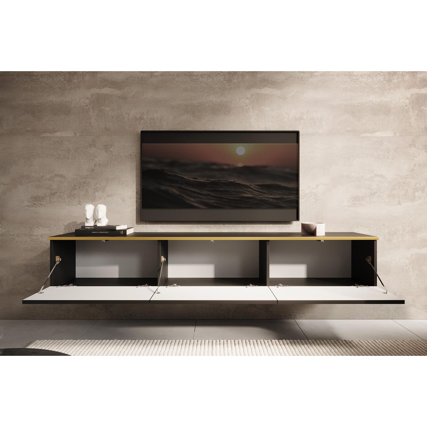 Meubella TV-Meubel Orleans - Zwart - 175 cm