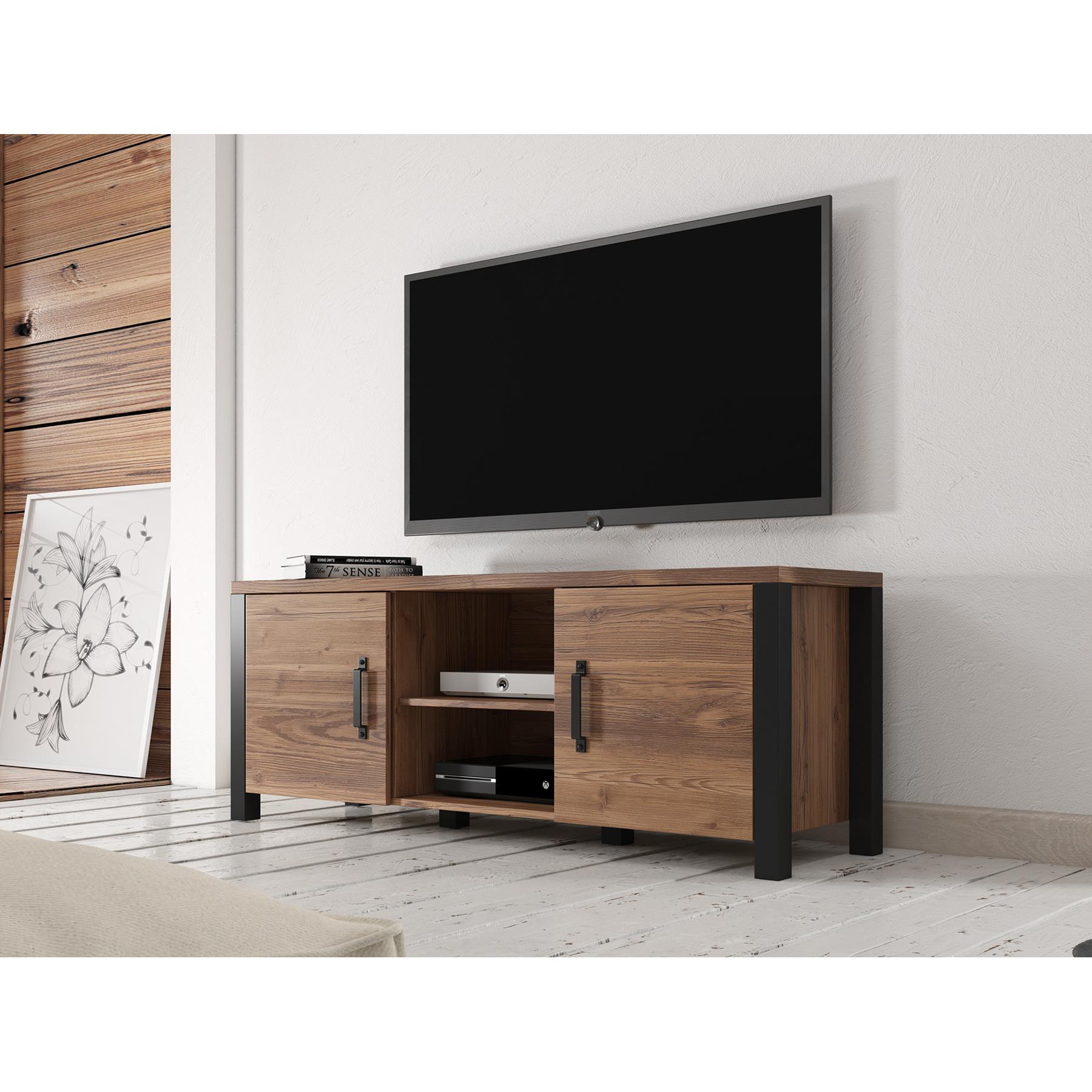 Meubella TV-Meubel Olivia - Zwart - Eiken - 147 cm