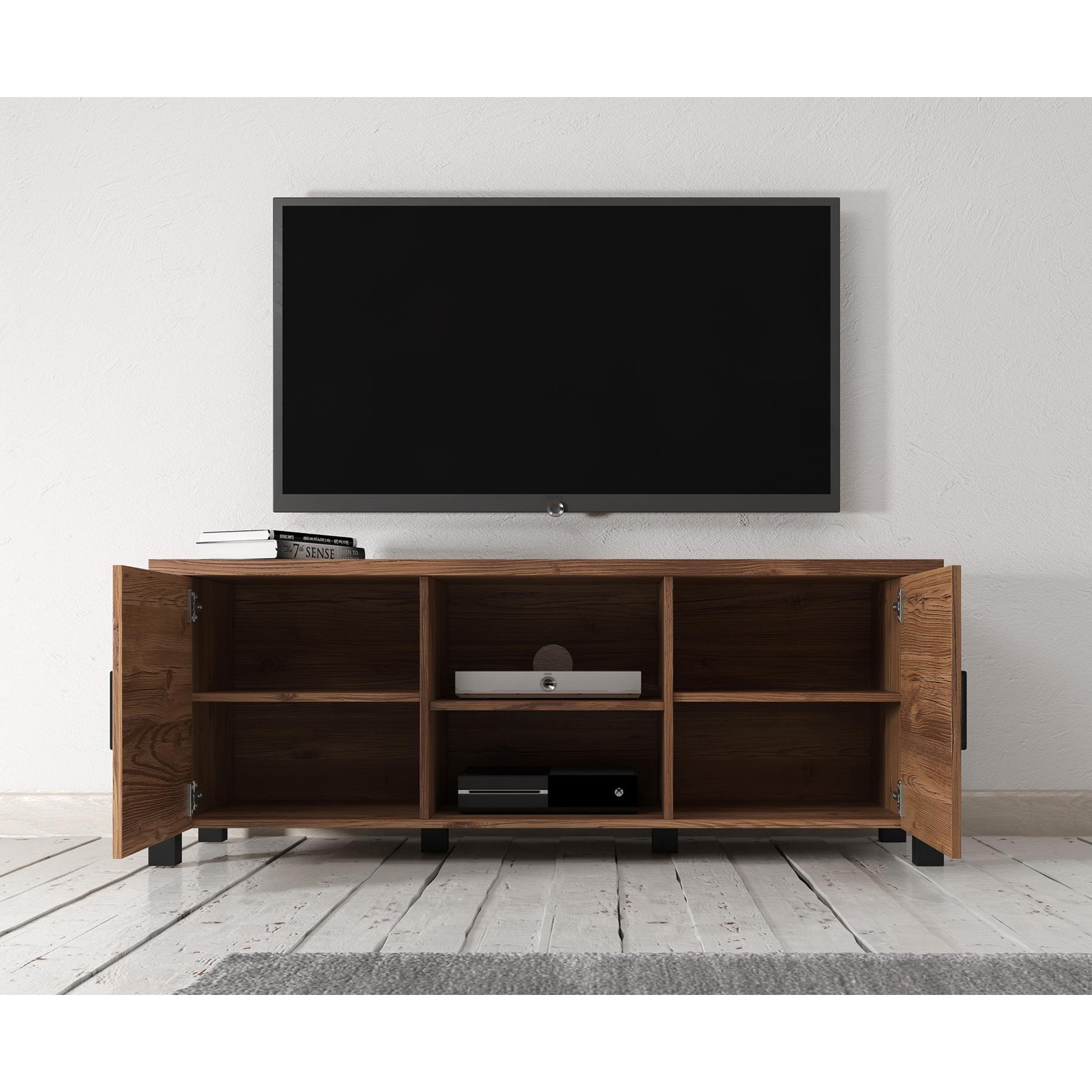 Meubella TV-Meubel Olivia - Zwart - Eiken - 147 cm