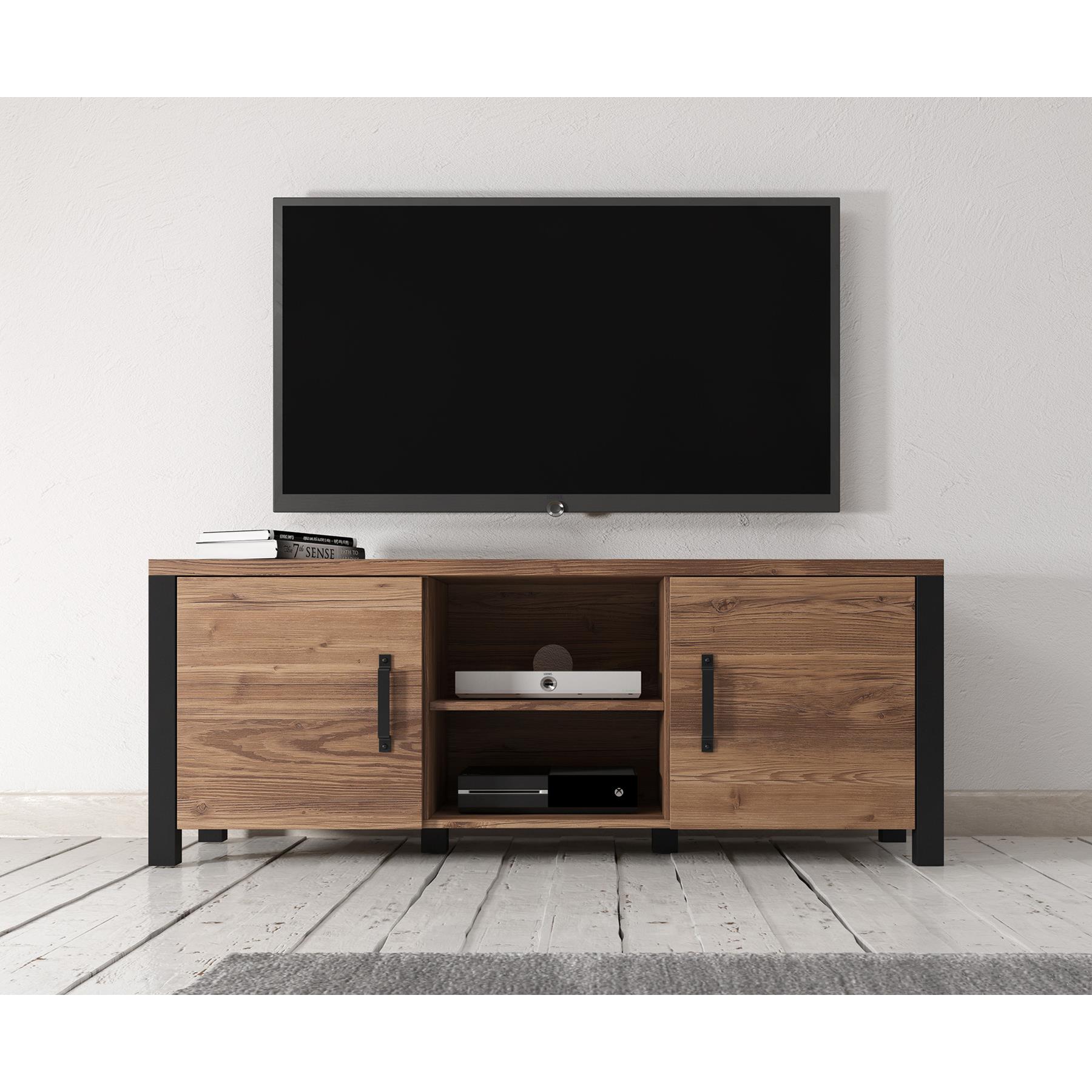 Meubella TV-Meubel Olivia - Zwart - Eiken - 147 cm