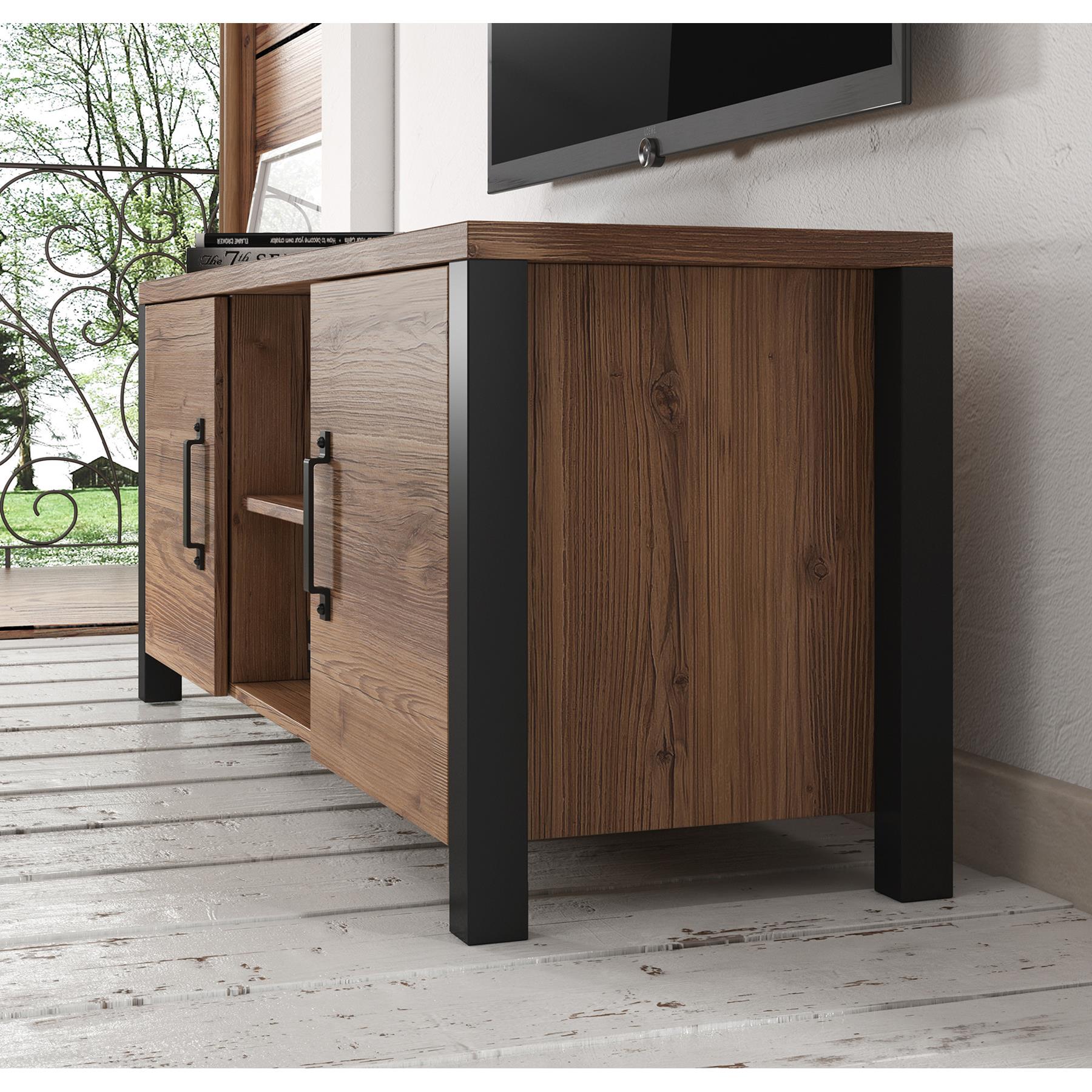 Meubella TV-Meubel Olivia - Zwart - Eiken - 147 cm