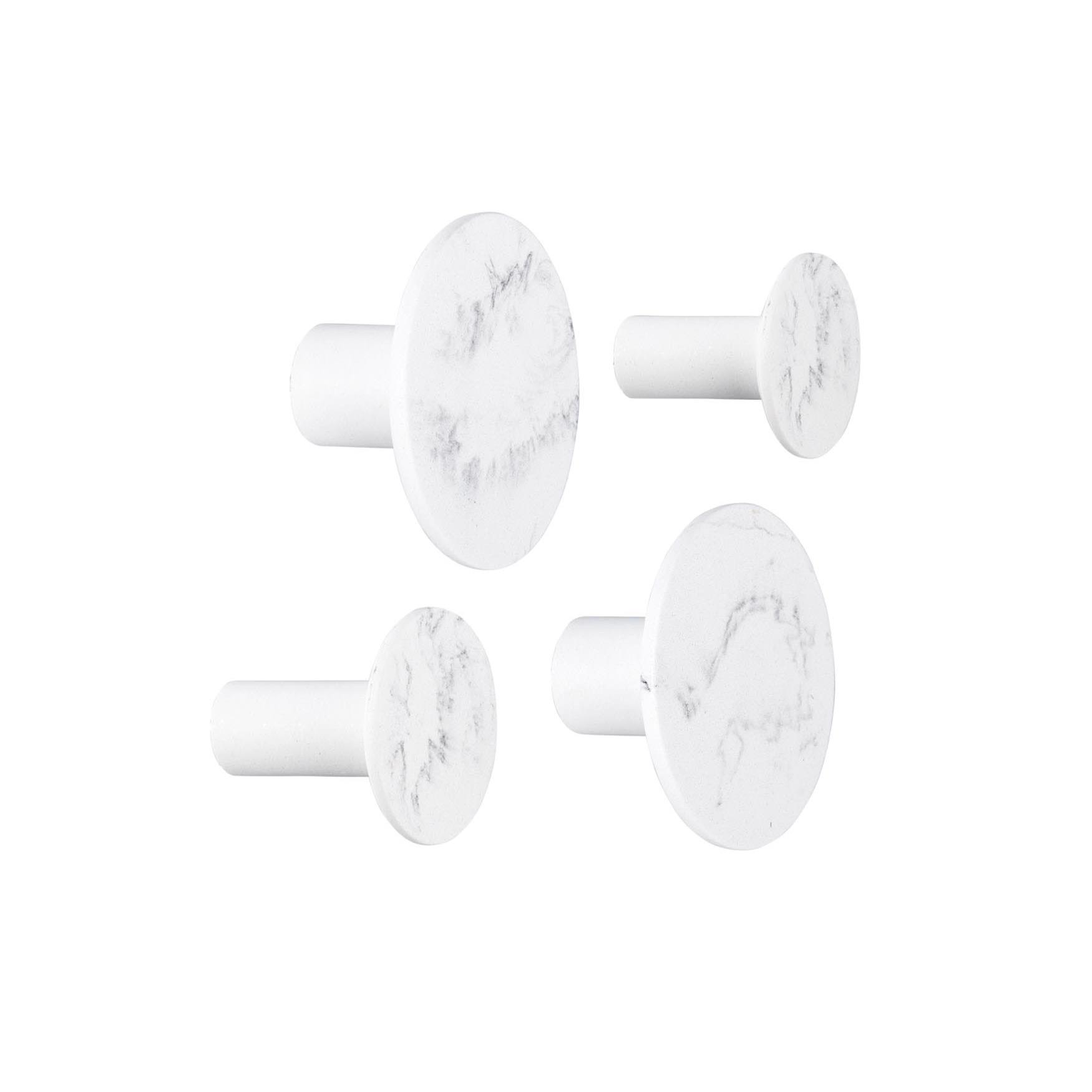Present Time Wandhaak set Marble - Wit - Ø8,5cm