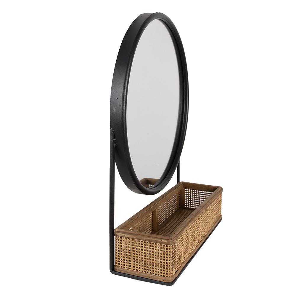 Clayre & Eef Spiegel  51 cm Bruin Zwart Ijzer Glas Grote Spiegel