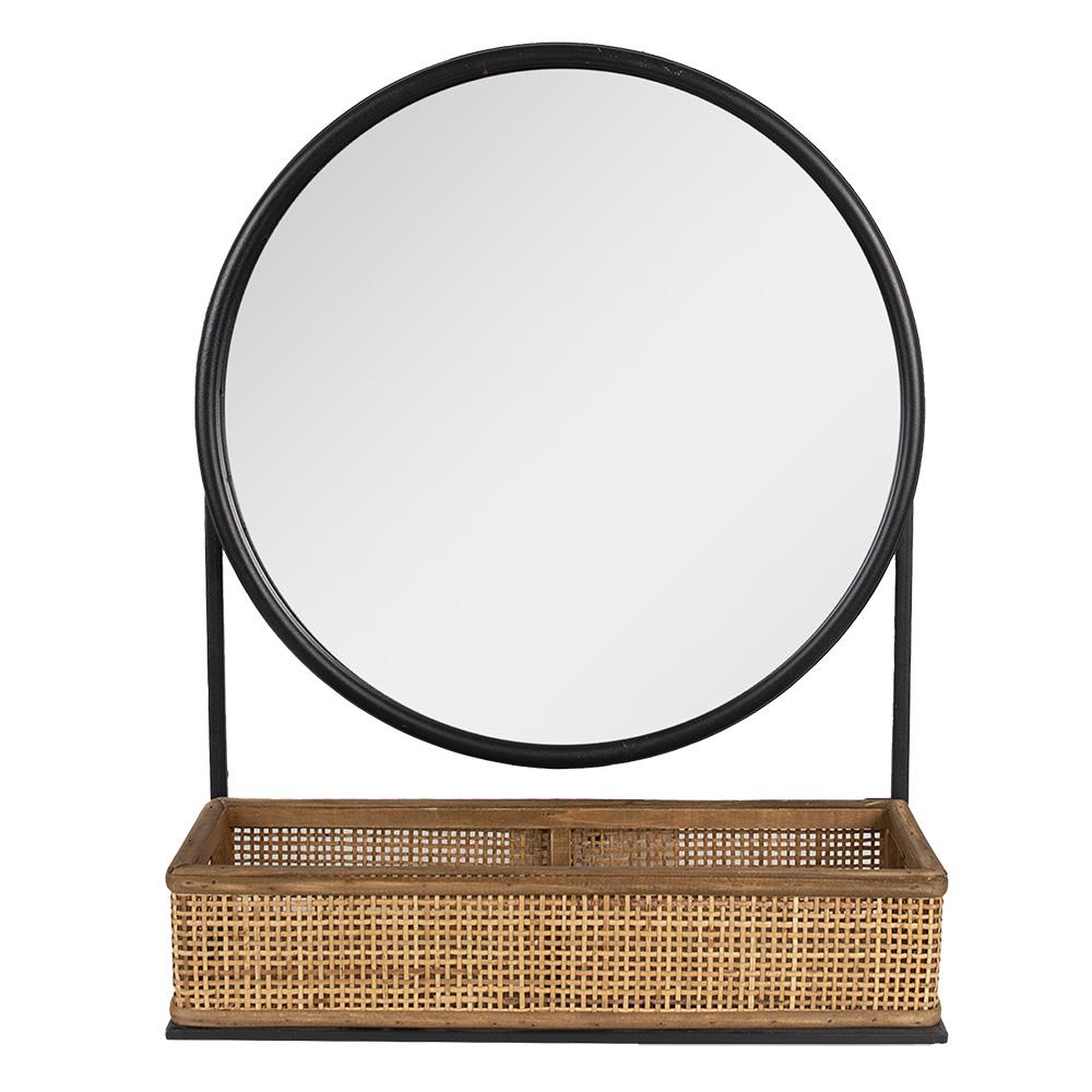 Clayre & Eef Spiegel  51 cm Bruin Zwart Ijzer Glas Grote Spiegel