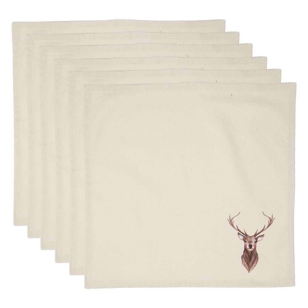 Clayre & Eef Servetten Katoen Set van 6  40x40 cm Beige Bruin Katoen