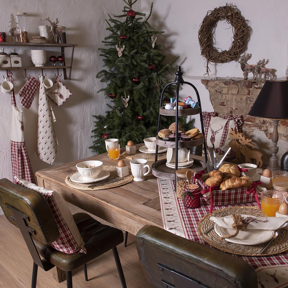 Clayre & Eef Servetten Katoen Set van 6  40x40 cm Beige Bruin Katoen