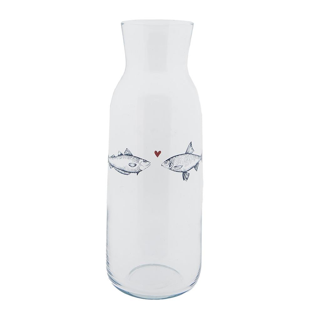Clayre & Eef Karaf  1000 ml Transparant Glas Vissen Waterkan