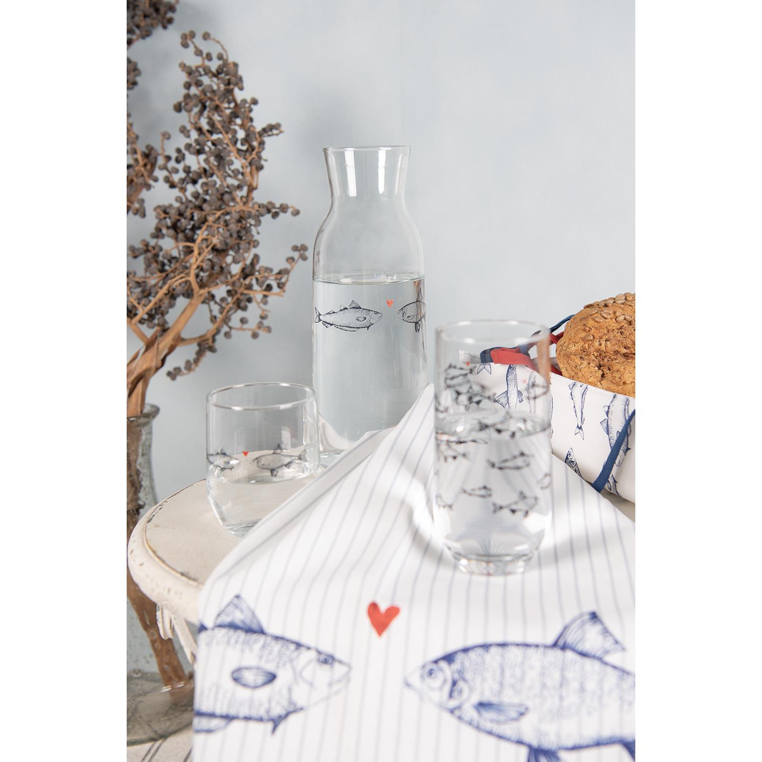 Clayre & Eef Karaf  1000 ml Transparant Glas Vissen Waterkan