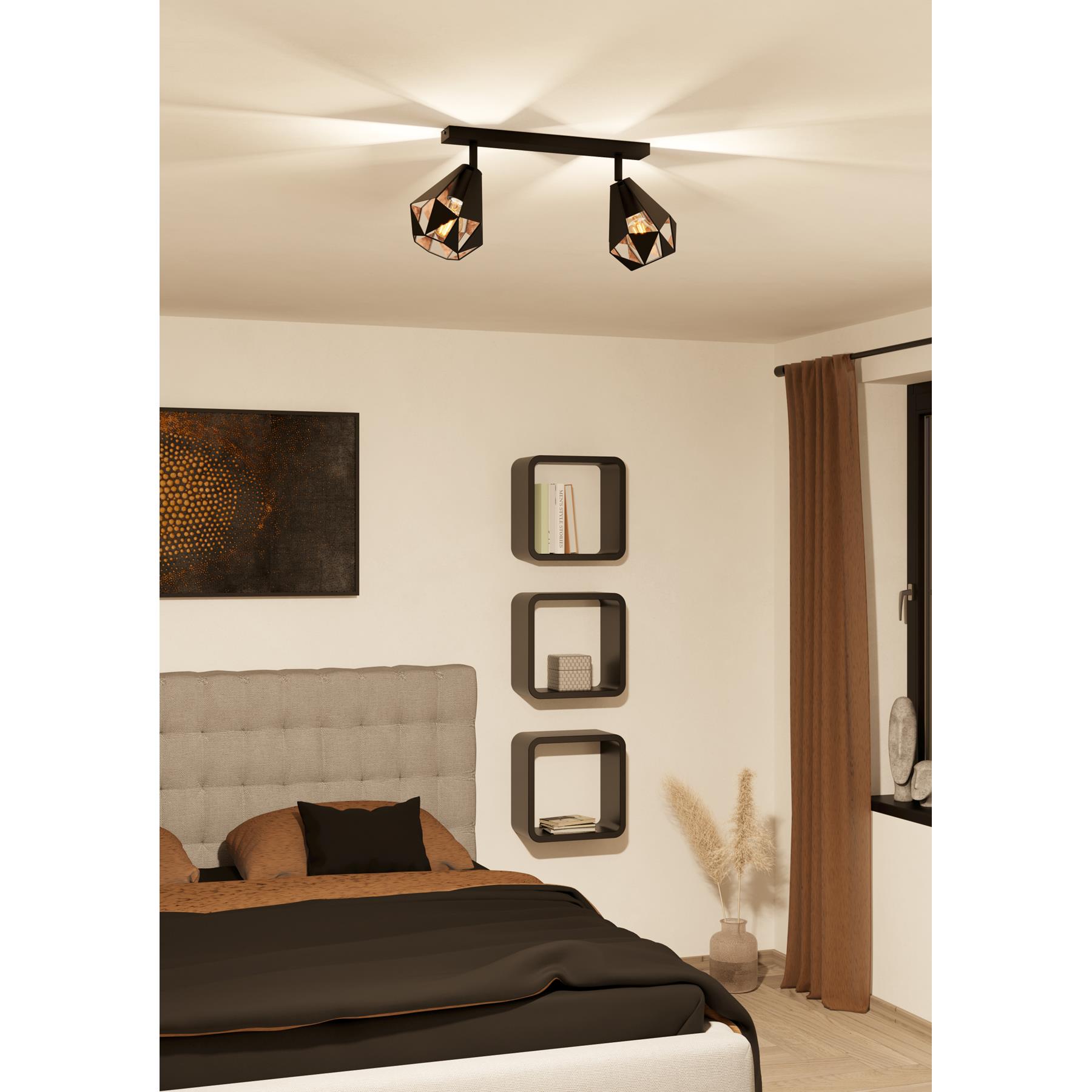 EGLO Carlton 7 Spot - E27 - 42 cm - Zwart|Koper - Staal