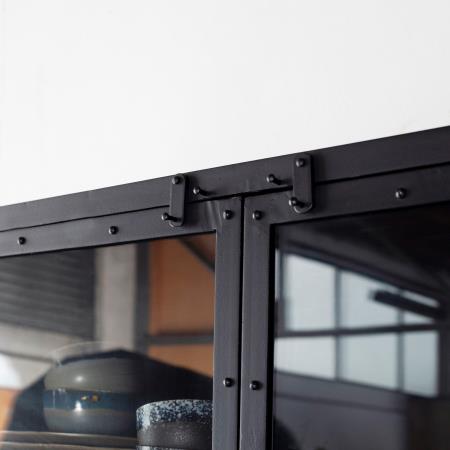 Giga Meubel - Vitrinekast Zwart - Metaal - 138x43x190cm - Kast Marcia