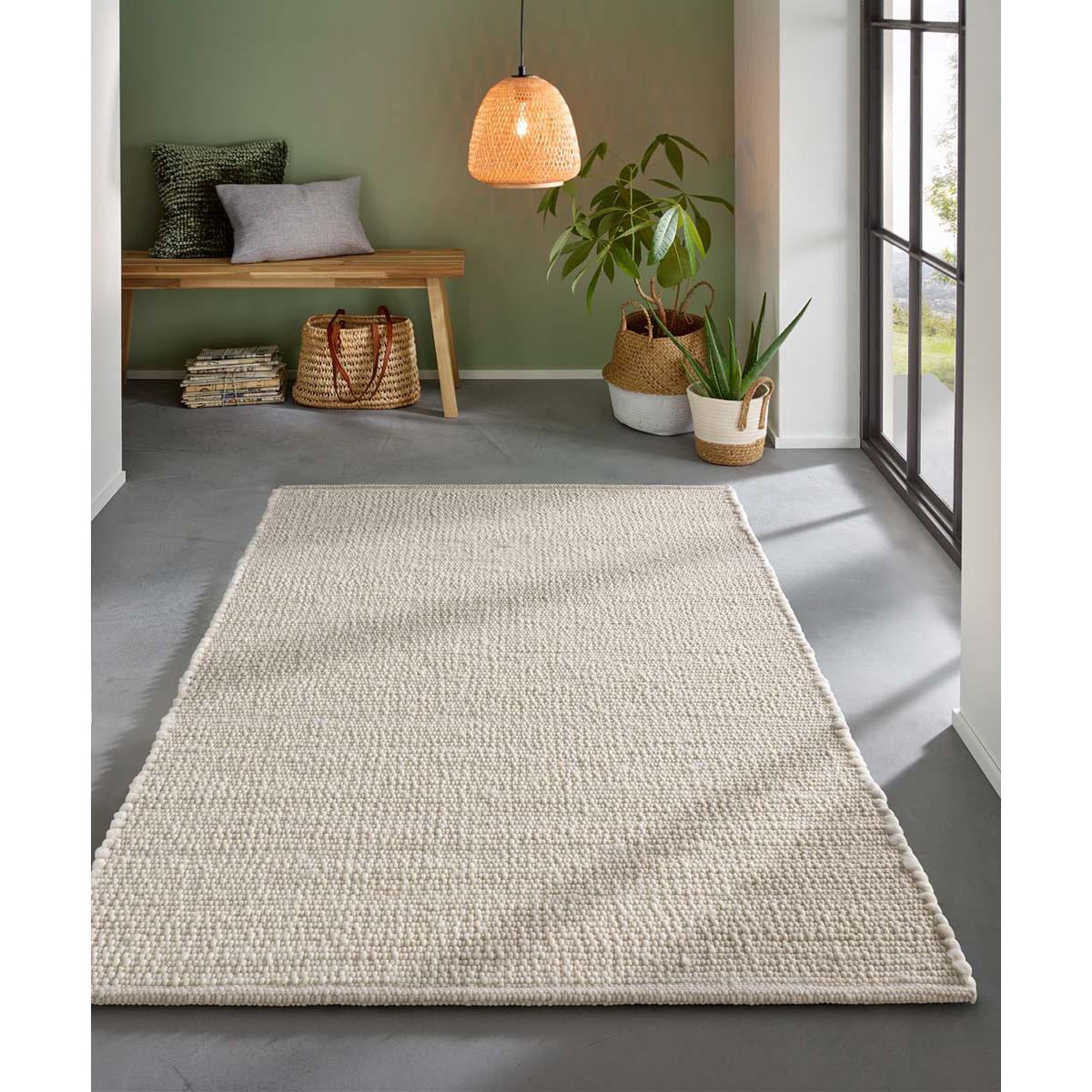 Tapeso Wollen vloerkleed - Bokn wit - 200x290 cm