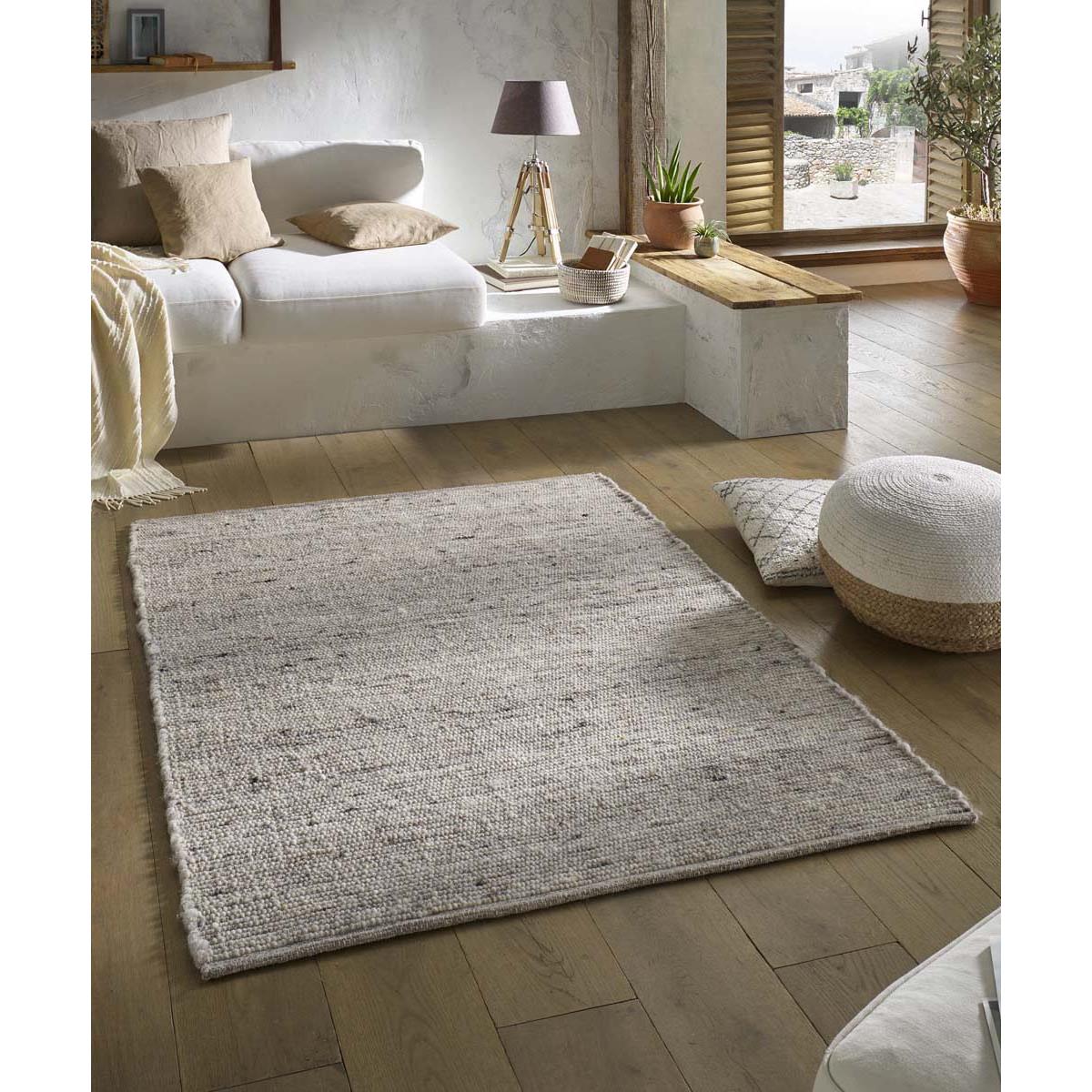 Tapeso Wollen vloerkleed - Bokn lichtgrijs - 140x200 cm
