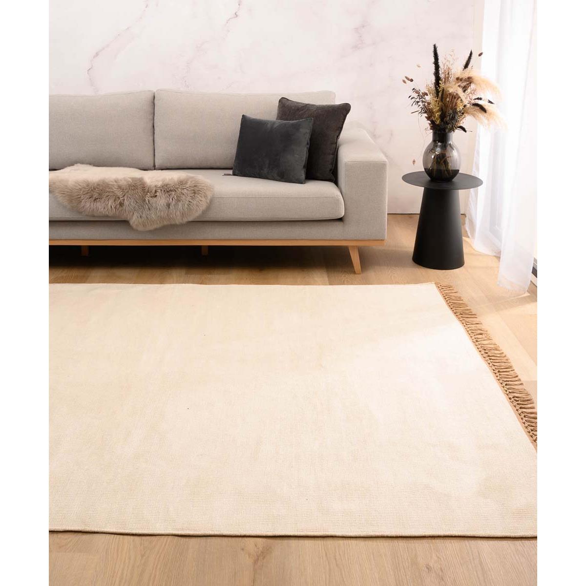 Tapeso Viscose vloerkleed - Gem wit - 140x200 cm