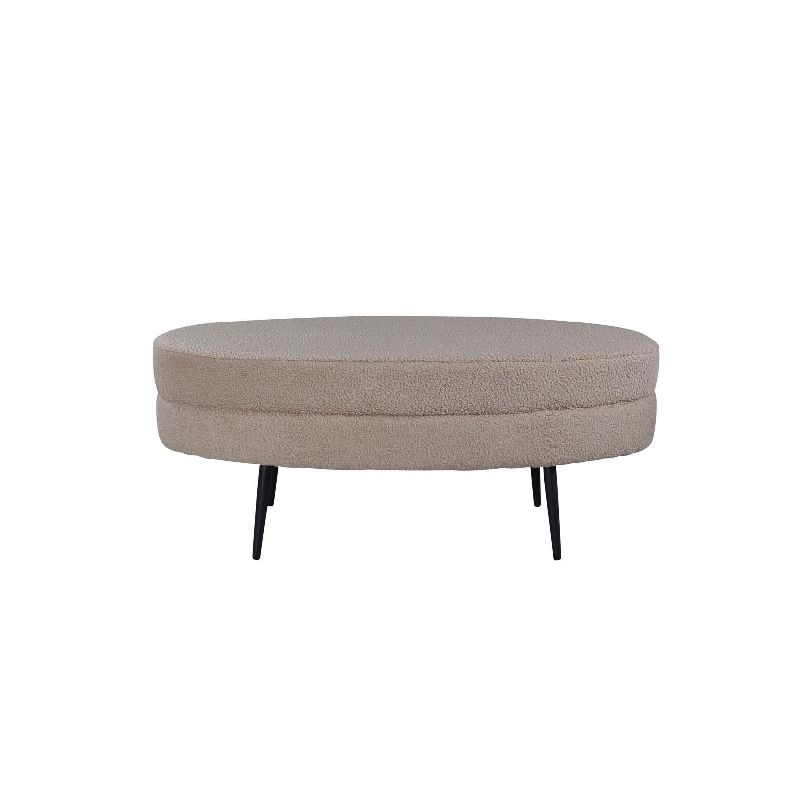 Hioshop Otto poef, hocker teddystof beige, zwart.