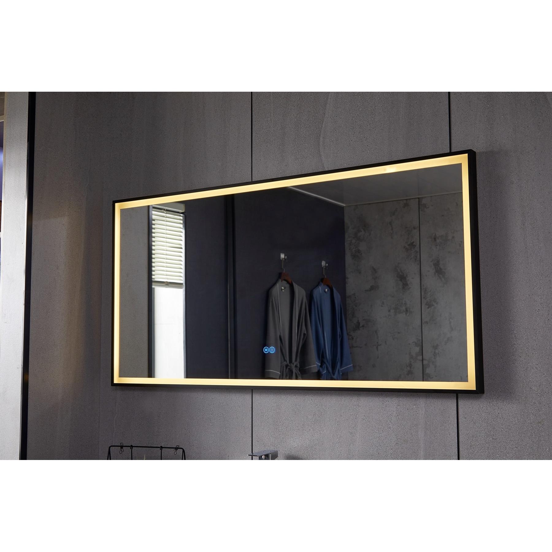 Vtw Living - Badkamerspiegel met Verwarming Zwarte Rand - 120 x 60 cm