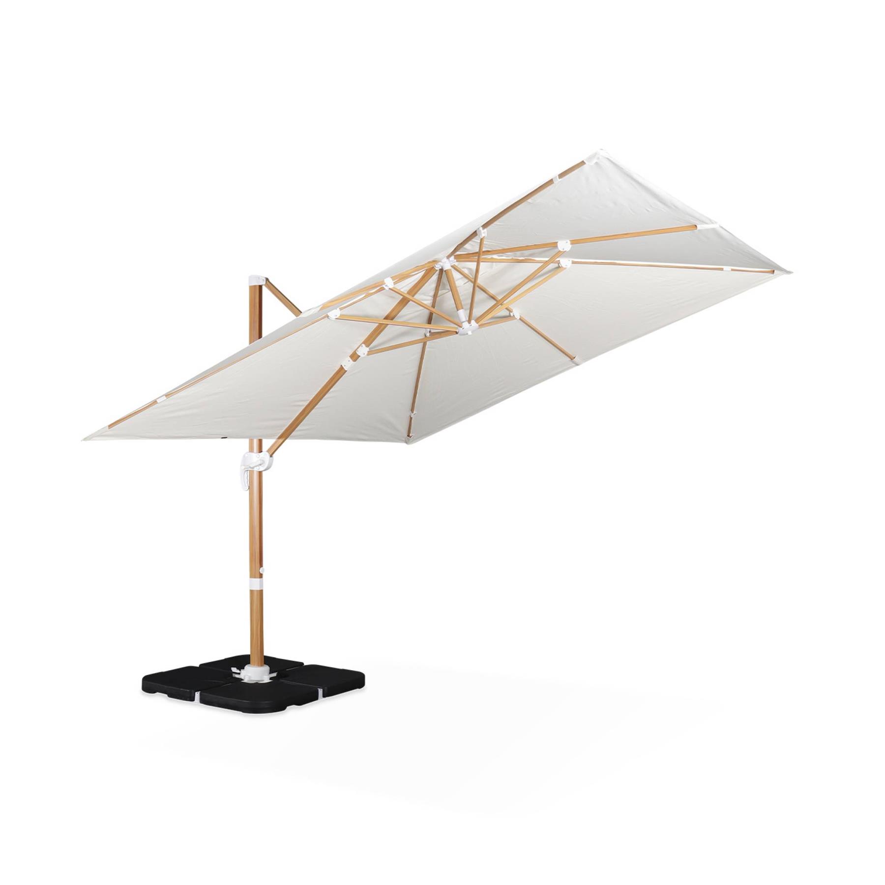 sweeek - Vierkante offset parasol 3x3m, paal met houteffect