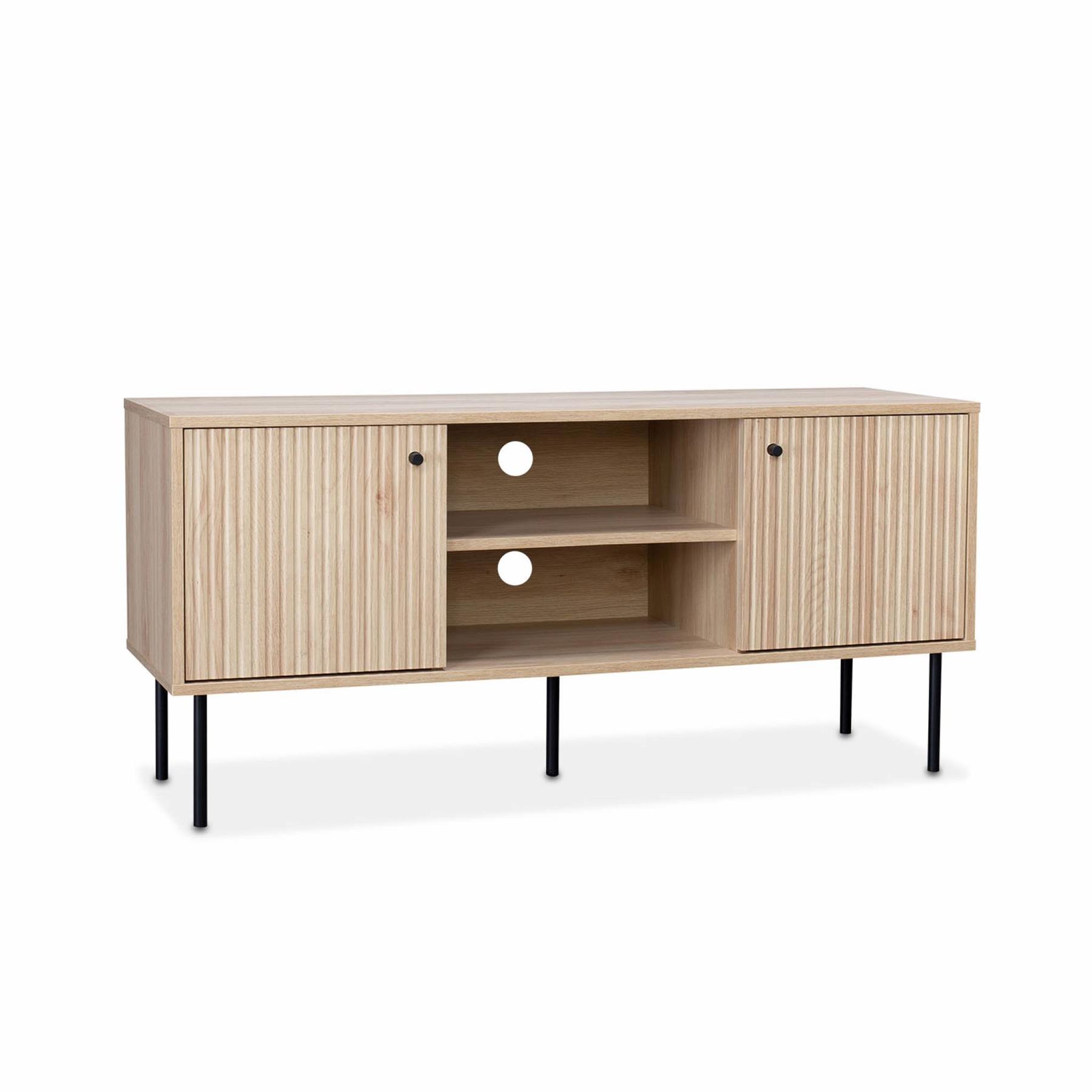 sweeek - Houten decor TV-meubel, gegroefd - Braga