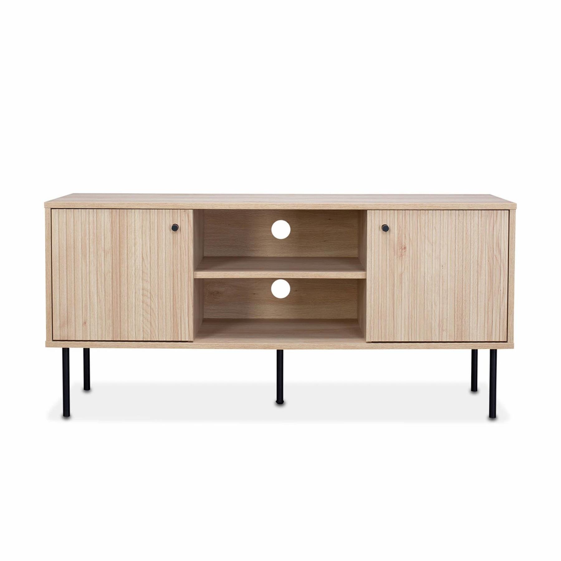sweeek - Houten decor TV-meubel, gegroefd - Braga