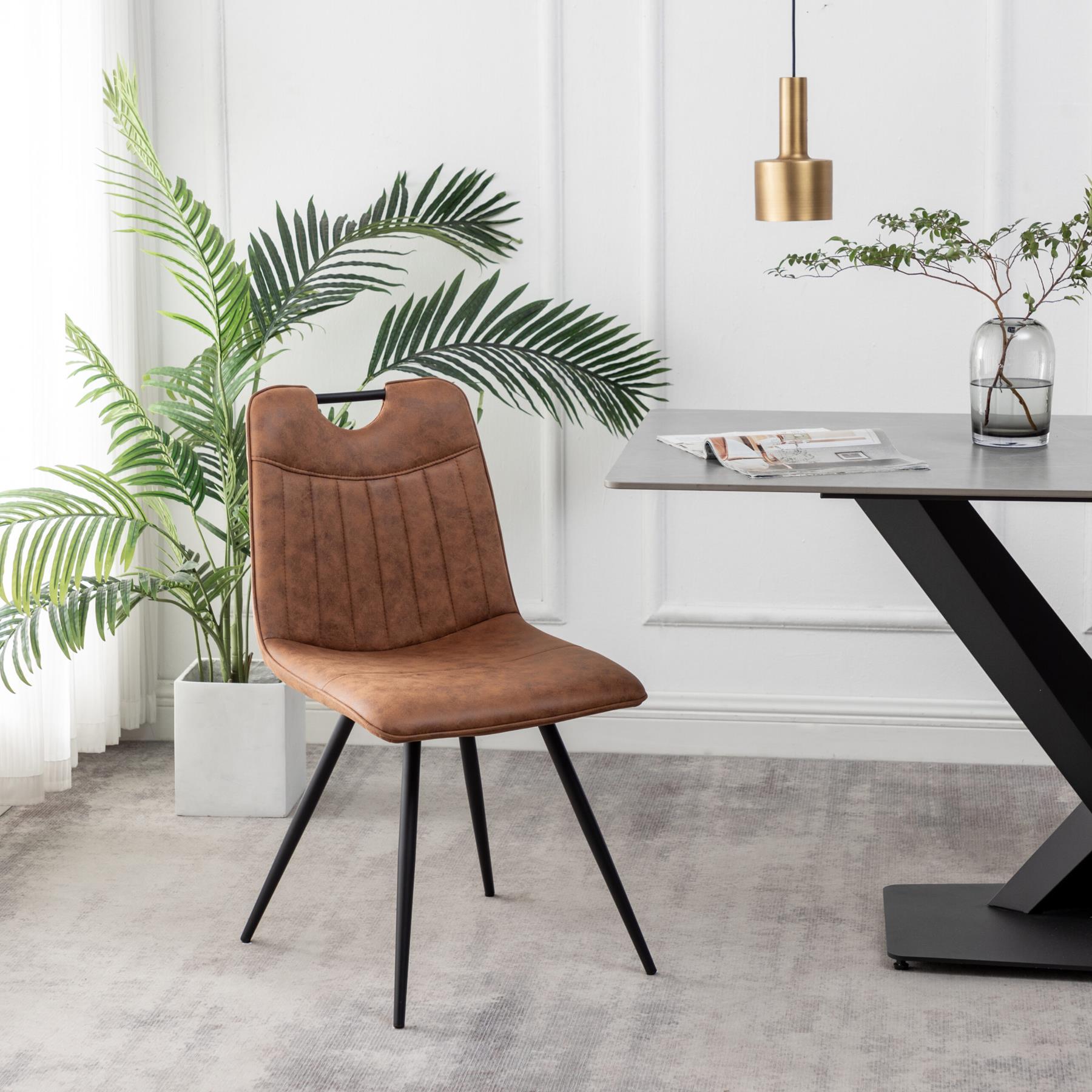 Furnihaus Eetkamerstoel Leon Microvezel Cognac Set van 2