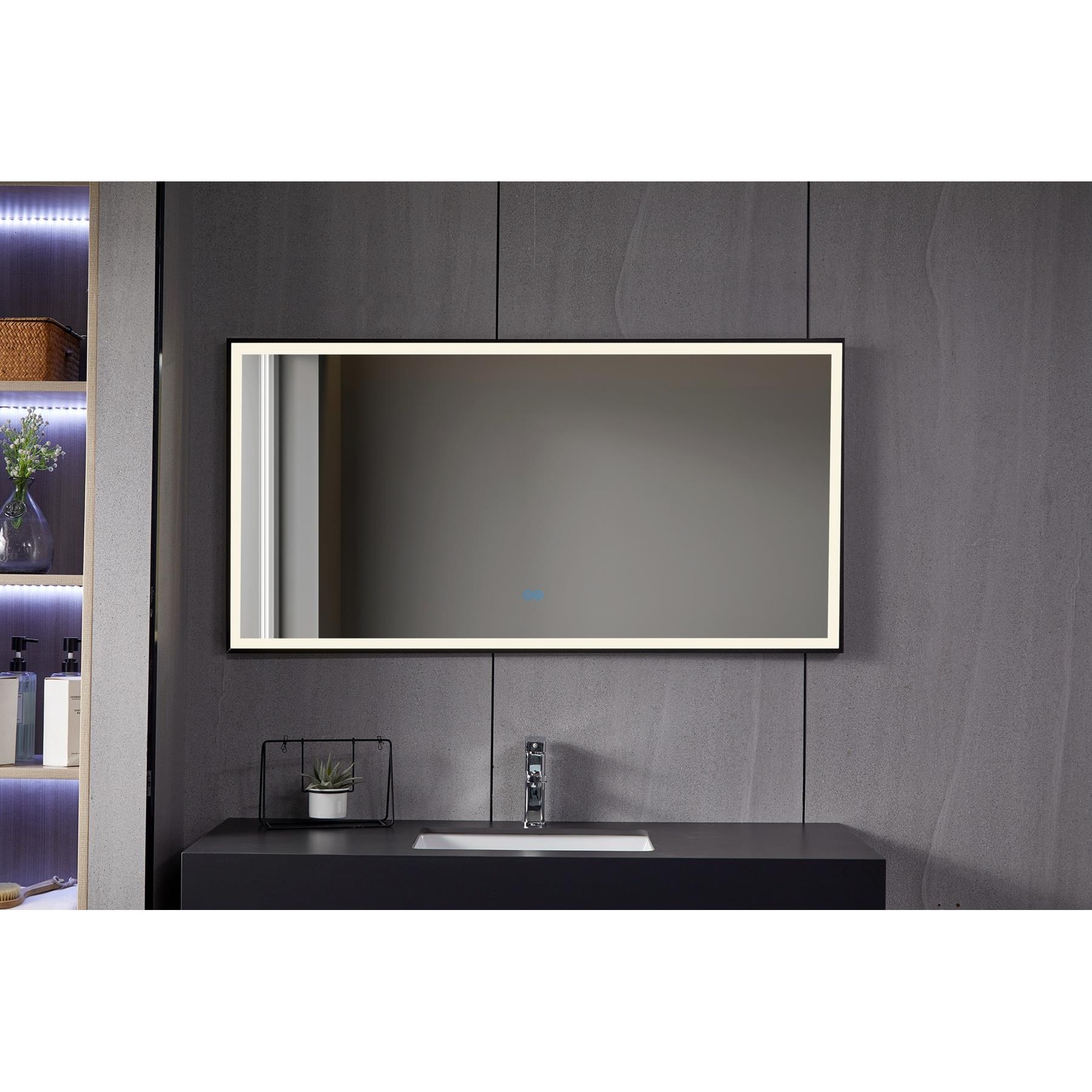 Vtw Living - Badkamerspiegel - Zwart frame - Anti Condens - 80 cm
