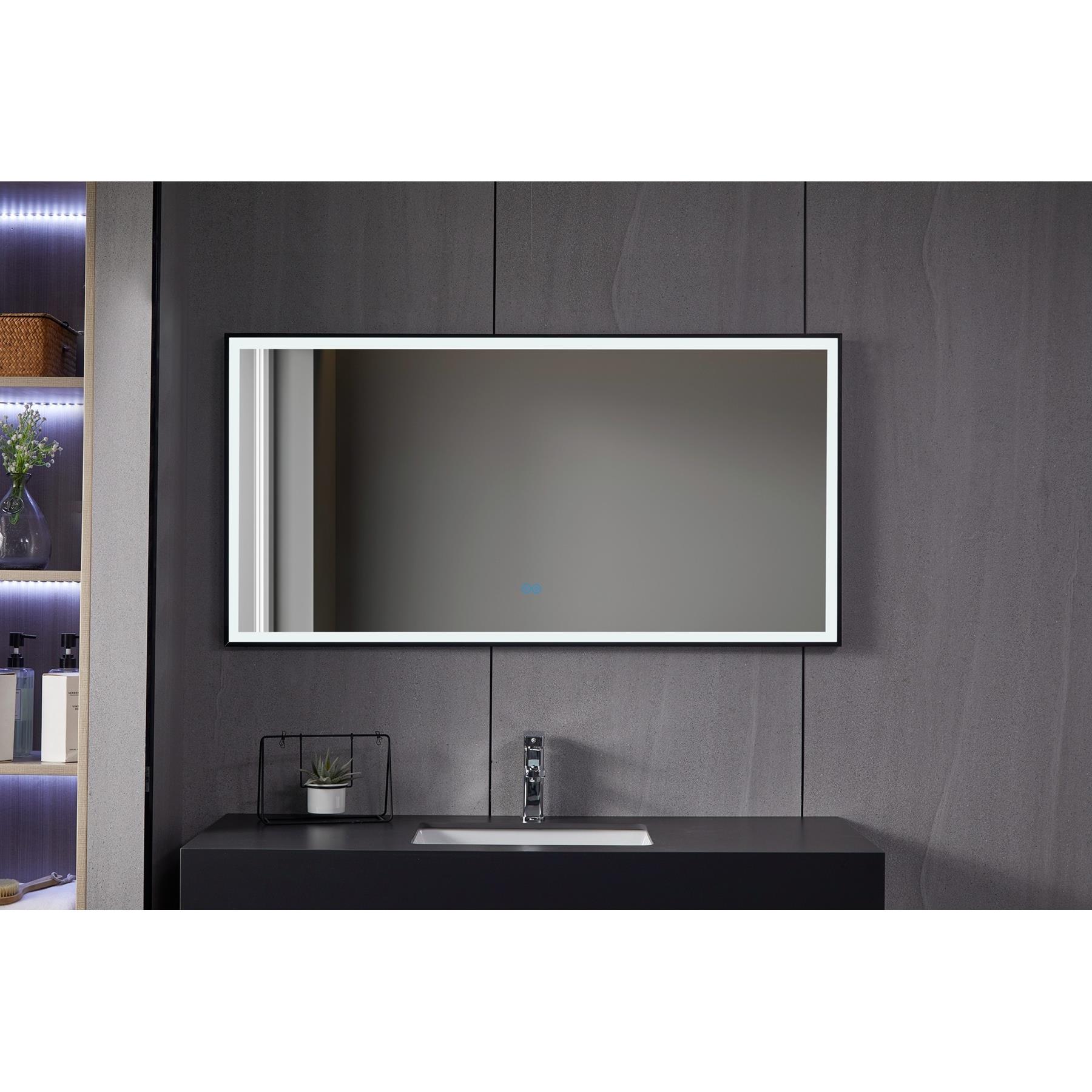 Vtw Living - Badkamerspiegel - Zwart frame - Anti Condens - 80 cm