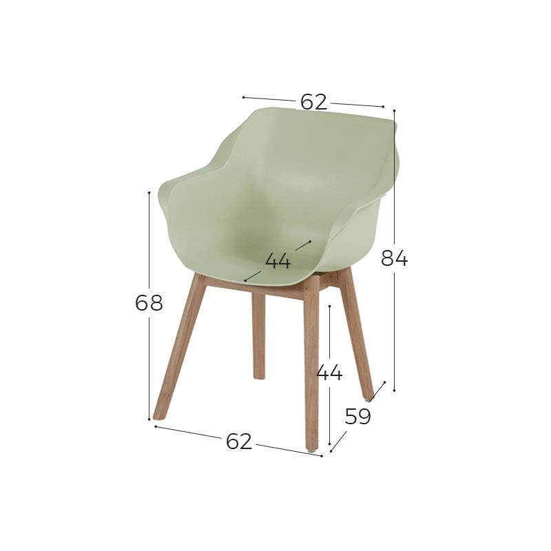 Hartman Sophie Studio dining armstoel - French Green - Teak poot