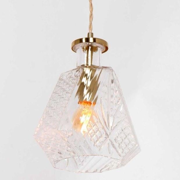 Mexlite Grazio glass hanglamp – E27 (grote fitting) – messing