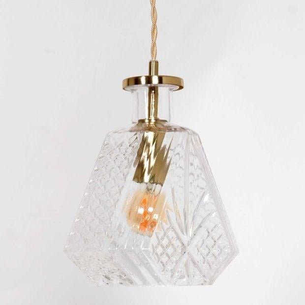 Mexlite Grazio glass hanglamp – E27 (grote fitting) – messing
