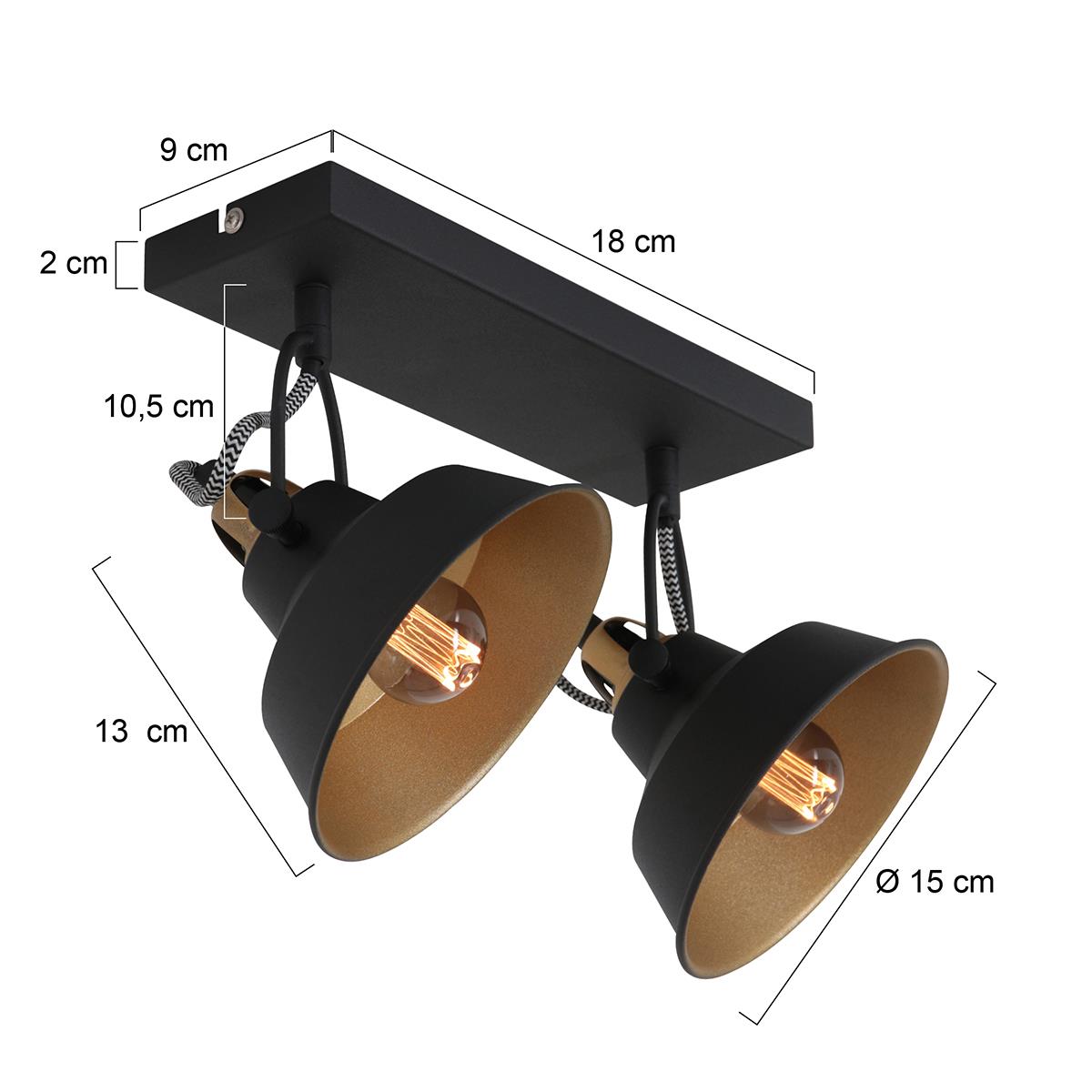 Mexlite Nové plafondlamp zwart