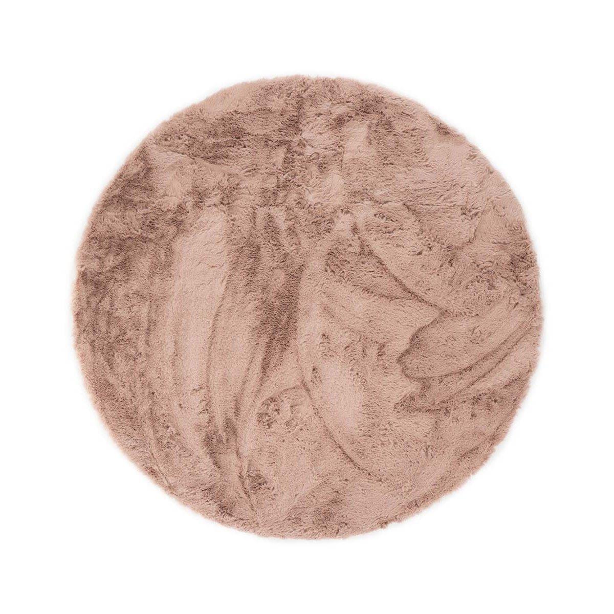 Tapeso Rond hoogpolig vloerkleed - Comfy plus - roze - 80 cm rond