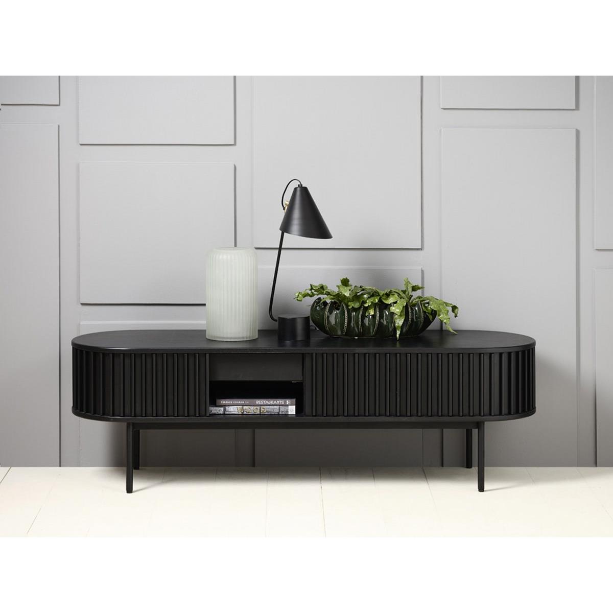 Olivine Redmer Houten TV meubel met Schuifdeuren - B 160 cm - Zwart