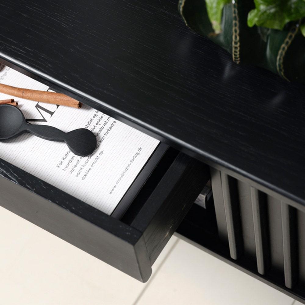 Olivine Redmer Houten TV meubel met Schuifdeuren - B 160 cm - Zwart