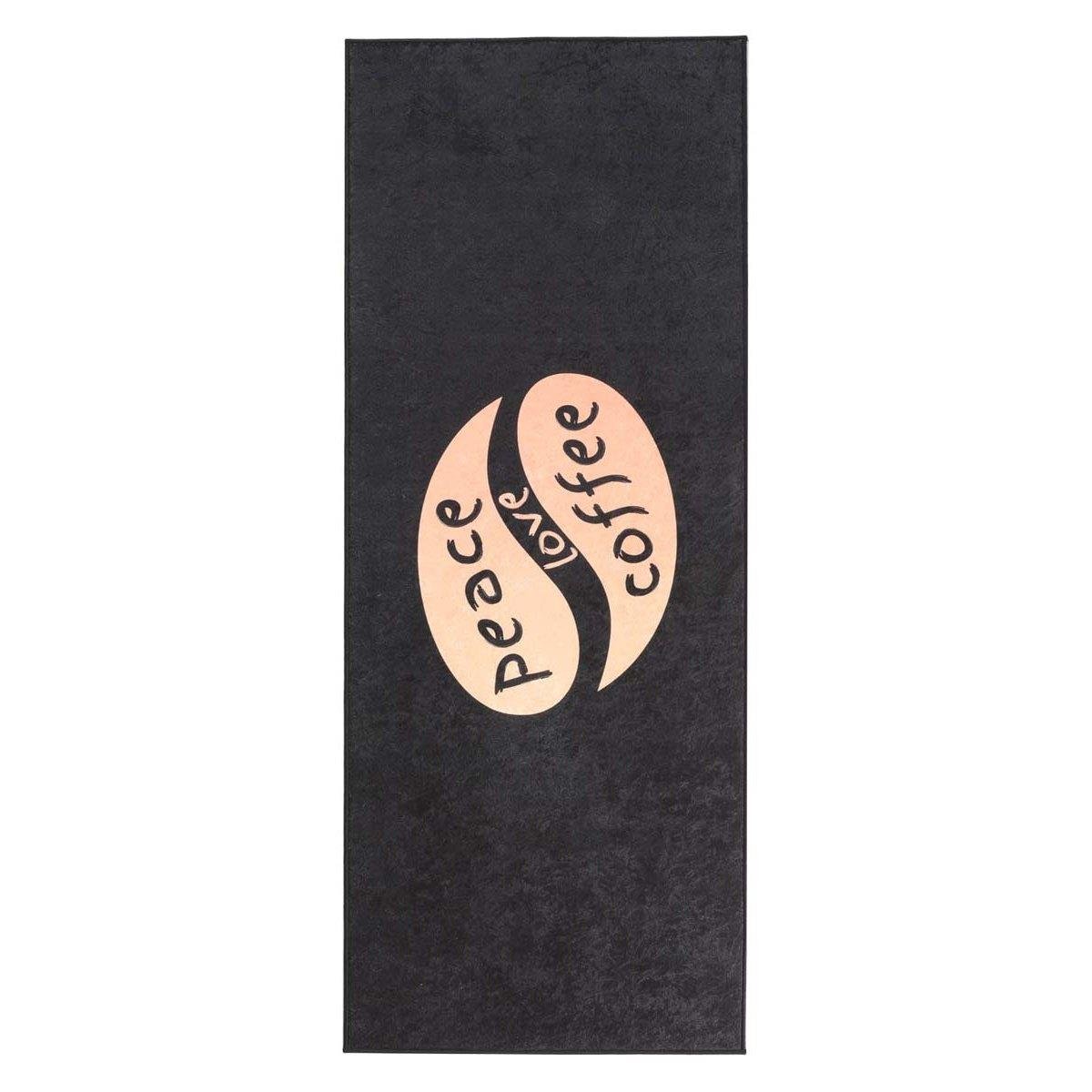 Tapeso Keukenloper wasbaar - Peace love coffee - zwart - 80x200 cm