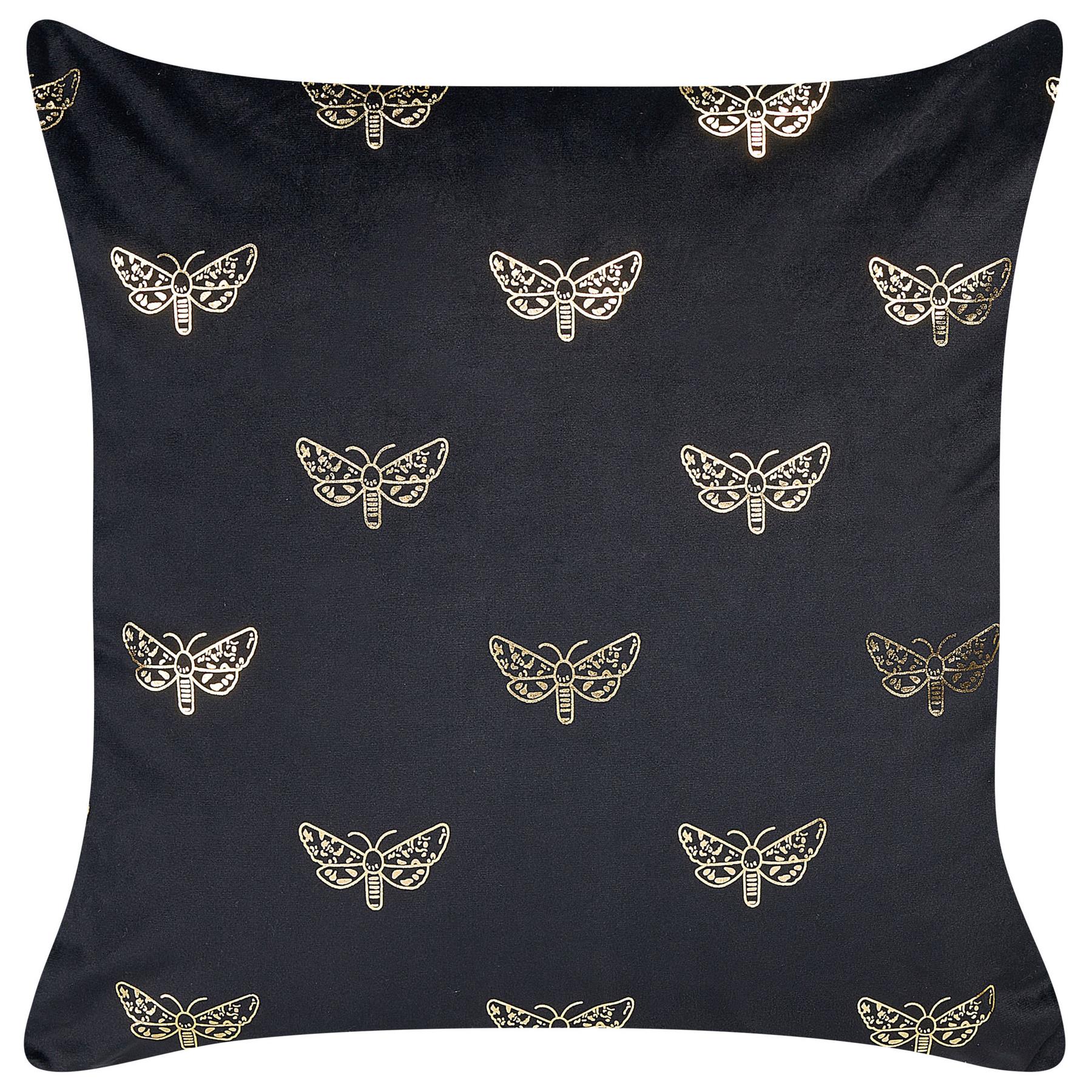 Beliani - YUZURI - Sierkussen set van 2 - Zwart - 45 x 45 cm - Fluweel